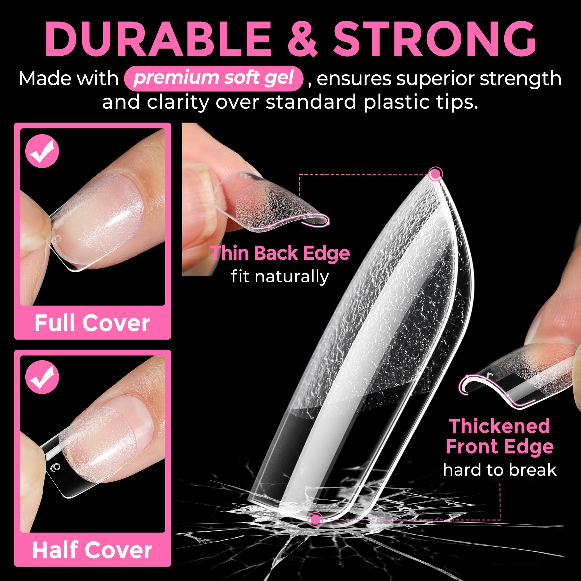 UNA GELLA clear gel tips bend without leaving traces.