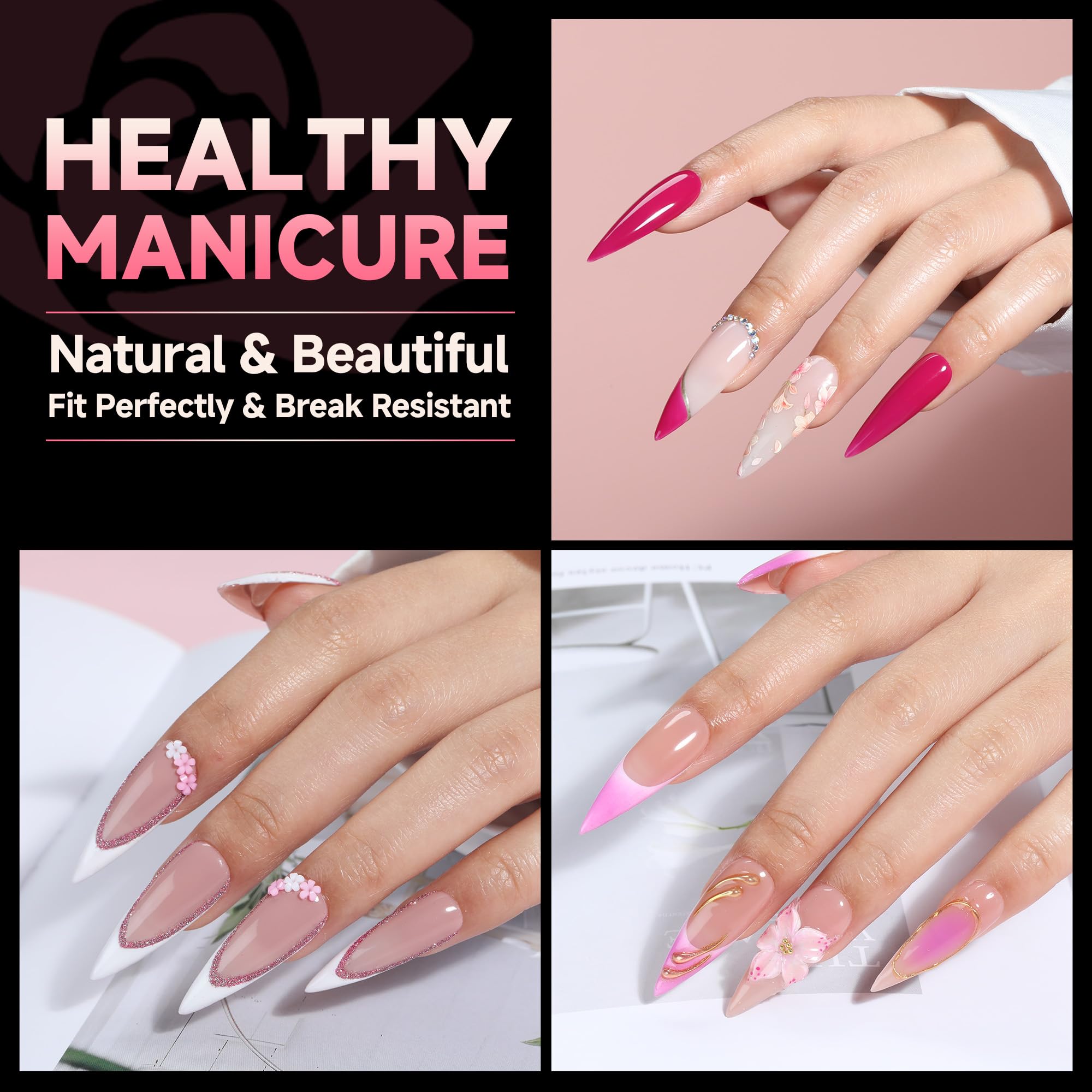 UNA GELLA clear nail tips crease-free design delivers smooth finish for easy DIY manicures