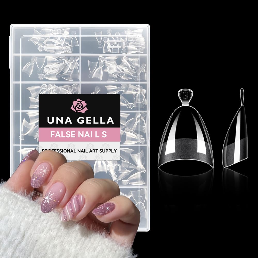 UNA GELLA compact 12-size pack designed for versatile nail shapes.