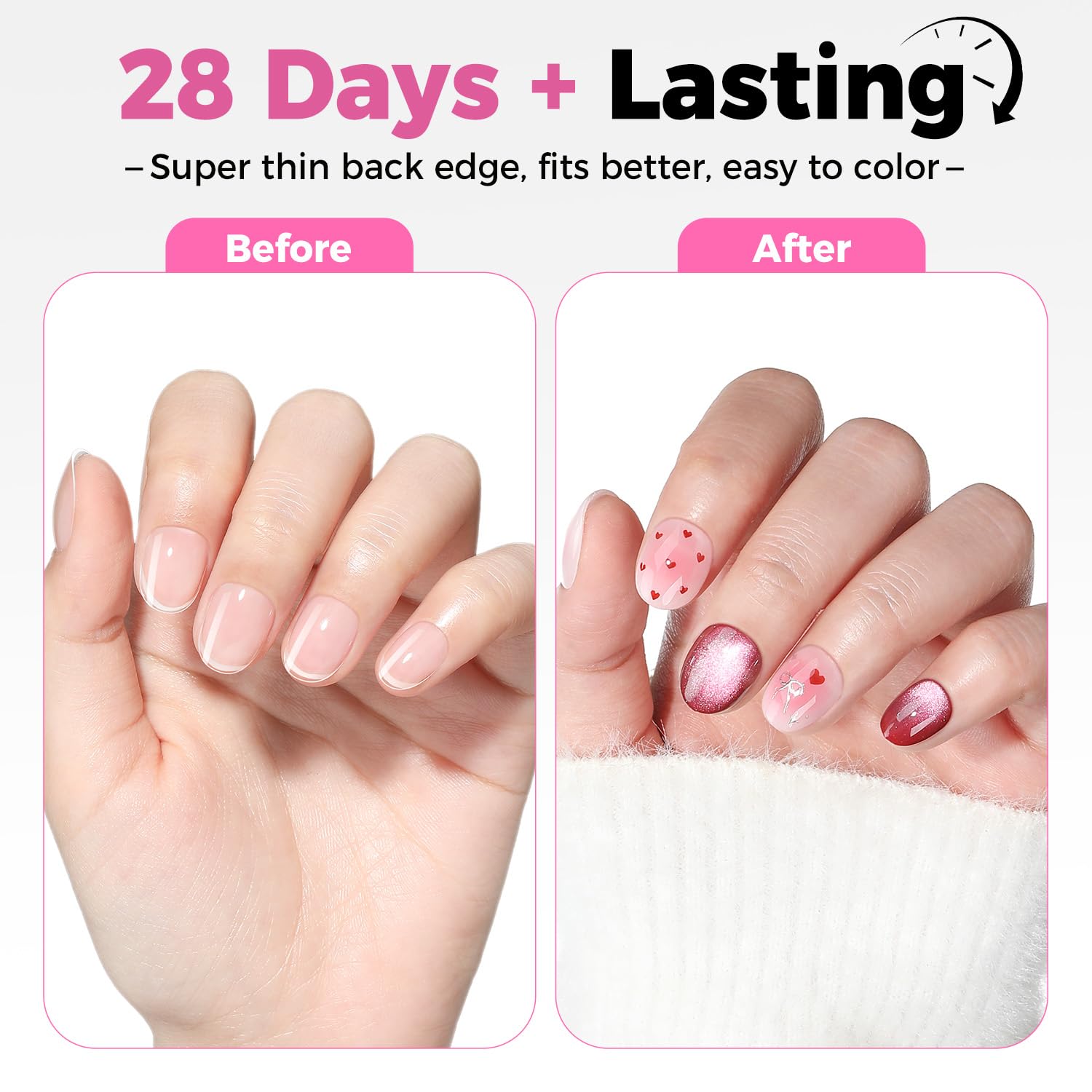 UNA GELLA deep-etched inner 3-4 surface enhances glue grip and hold.