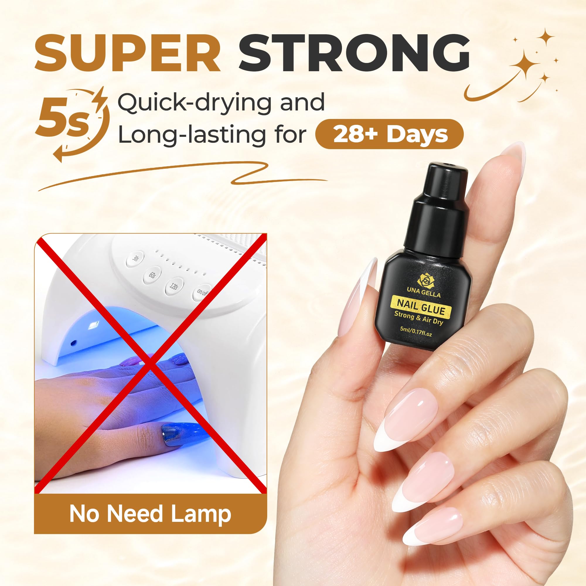 UNA GELLA glue opener included for easy application.