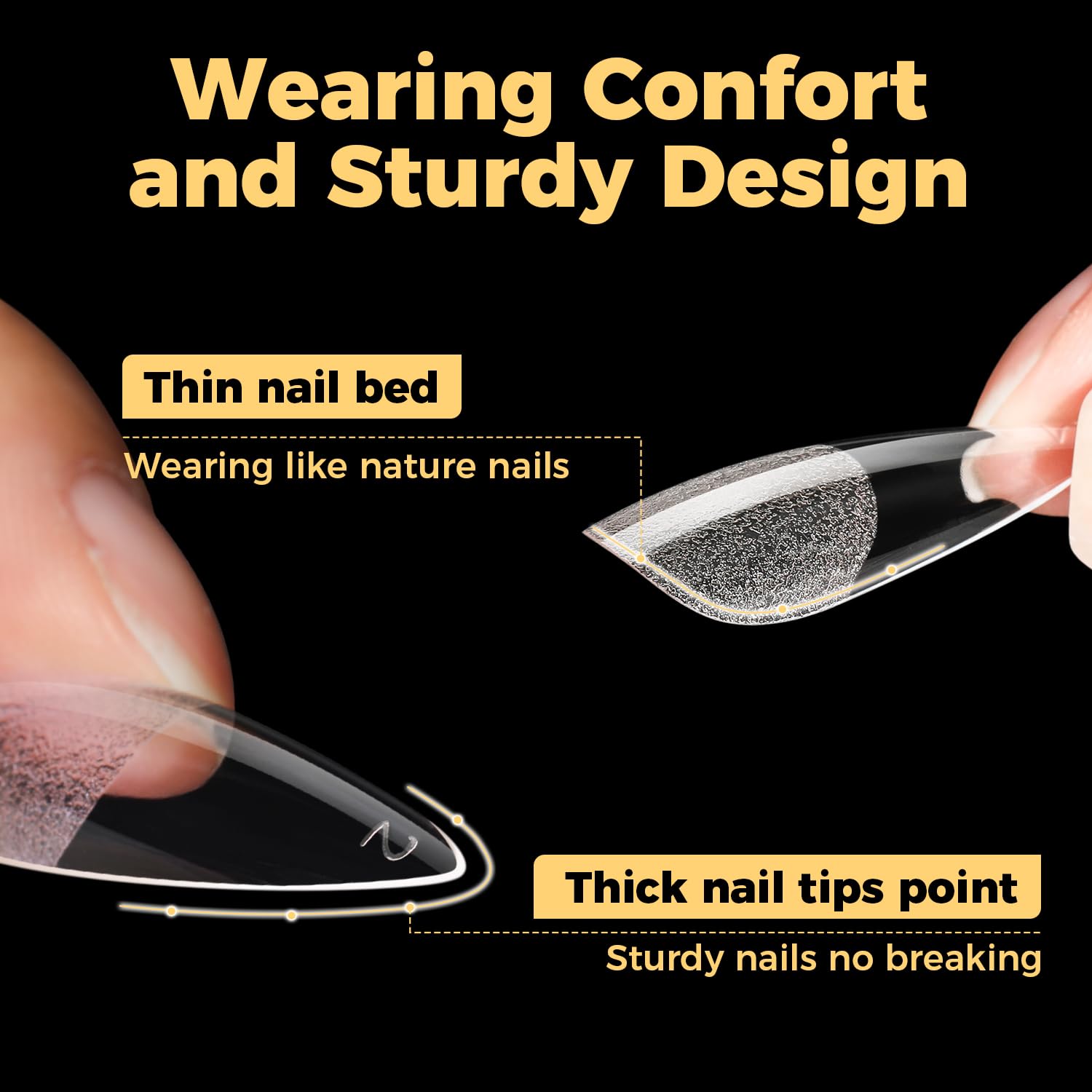 UNA GELLA inner deep-etched texture boosts adhesion to natural nails.