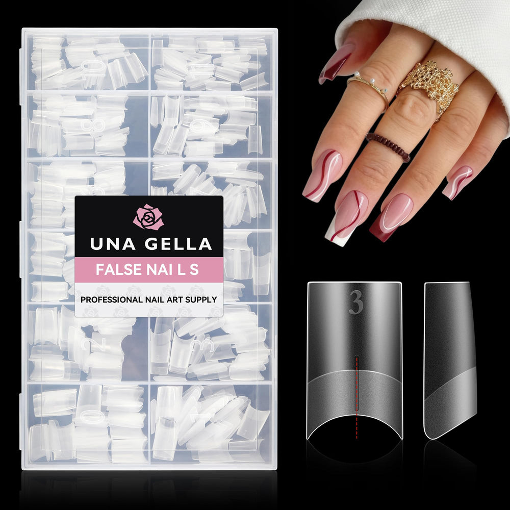 UNA GELLA medium square gel nail tips with half cover for easy full-coverage looks
