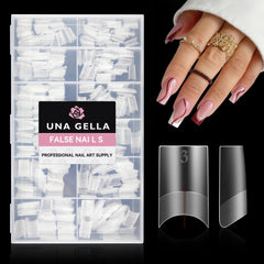 UNA GELLA medium square gel nail tips with half cover for easy full-coverage looks