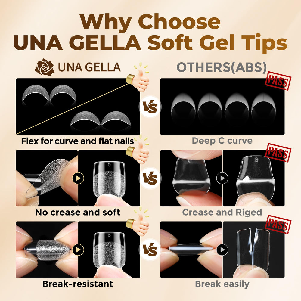 UNA GELLA nail tips in 12 sizes plus extra sizes for precise fit