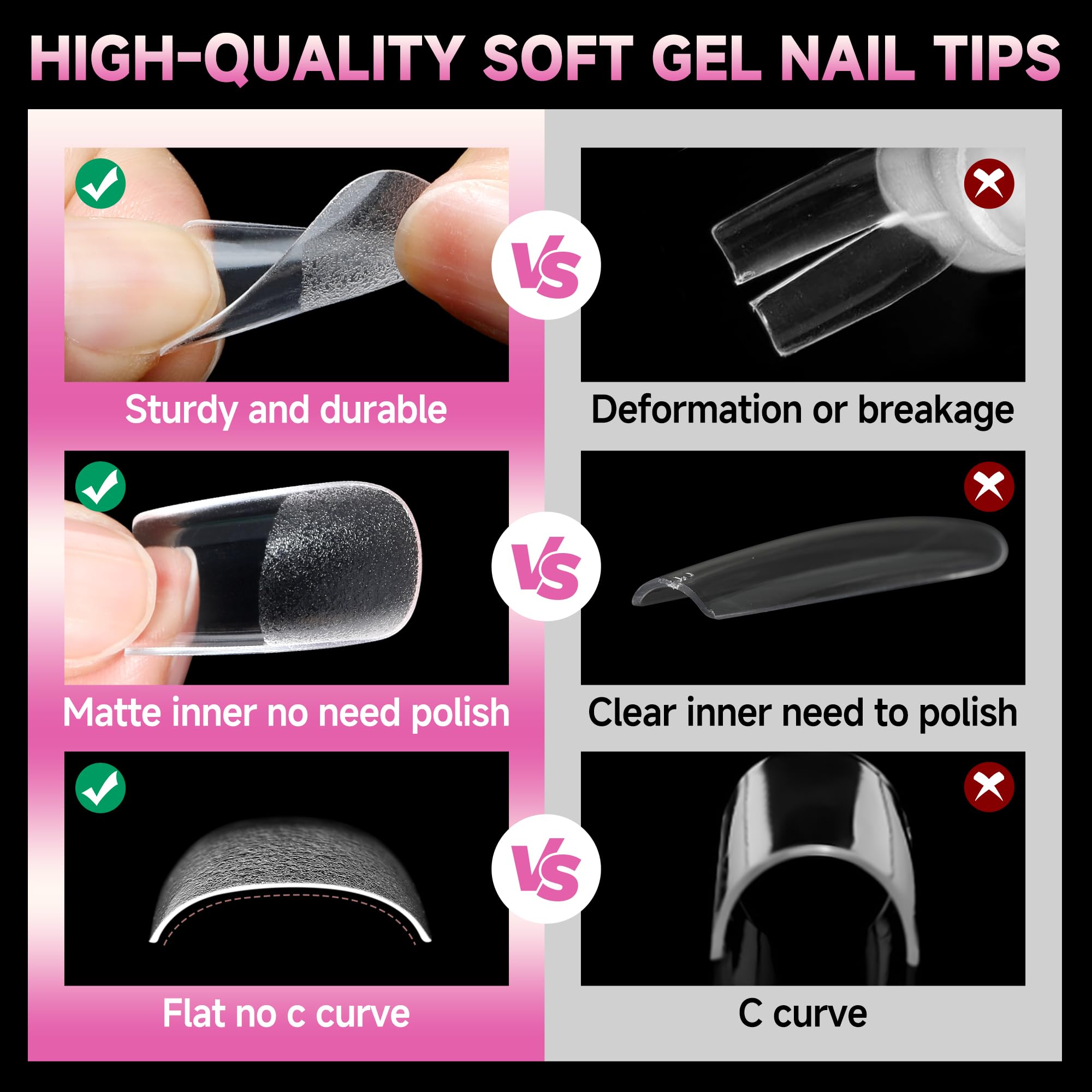 UNA GELLA clear nail tips showing bright, clear appearance with polish