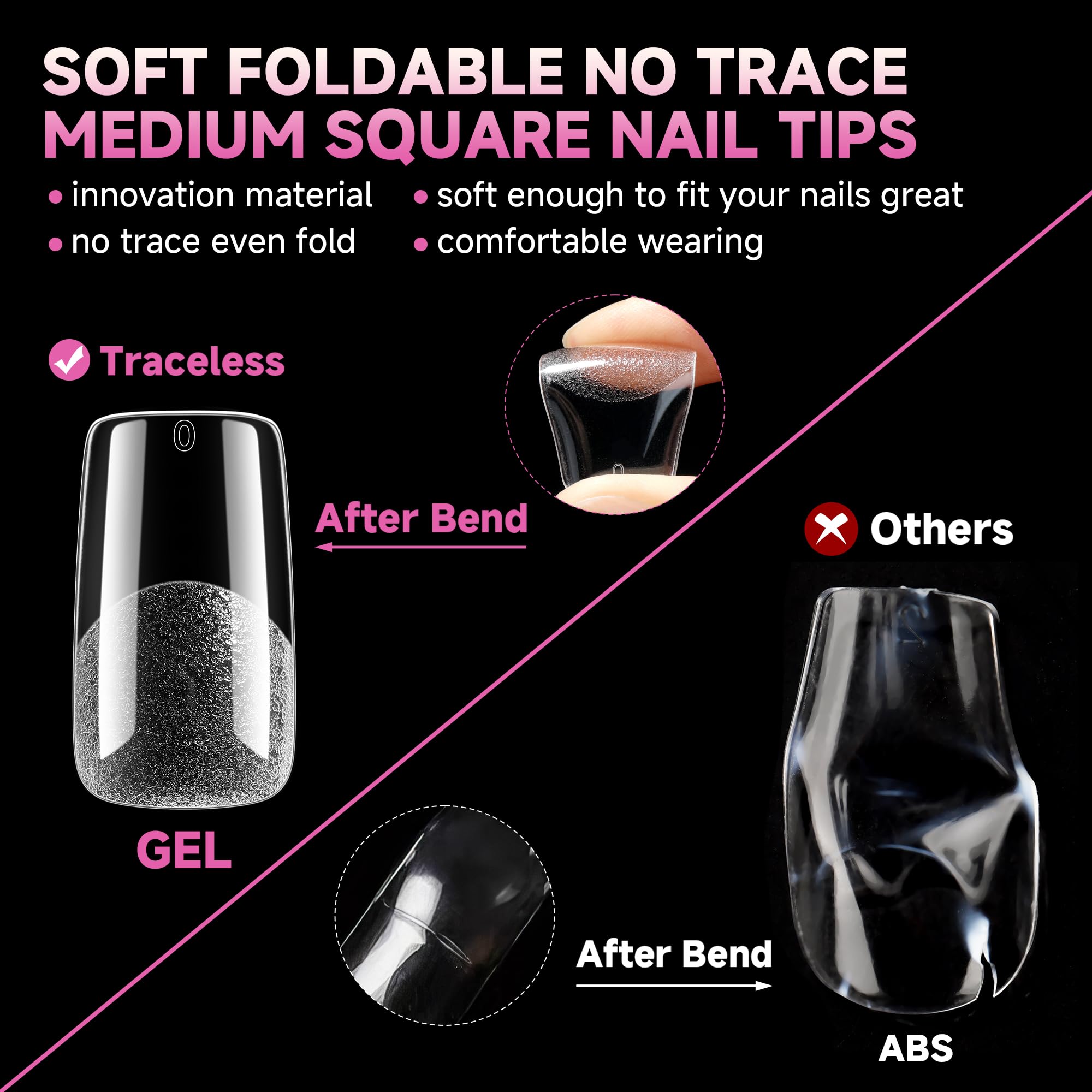 UNA GELLA durable front-edge square tips built for daily wear