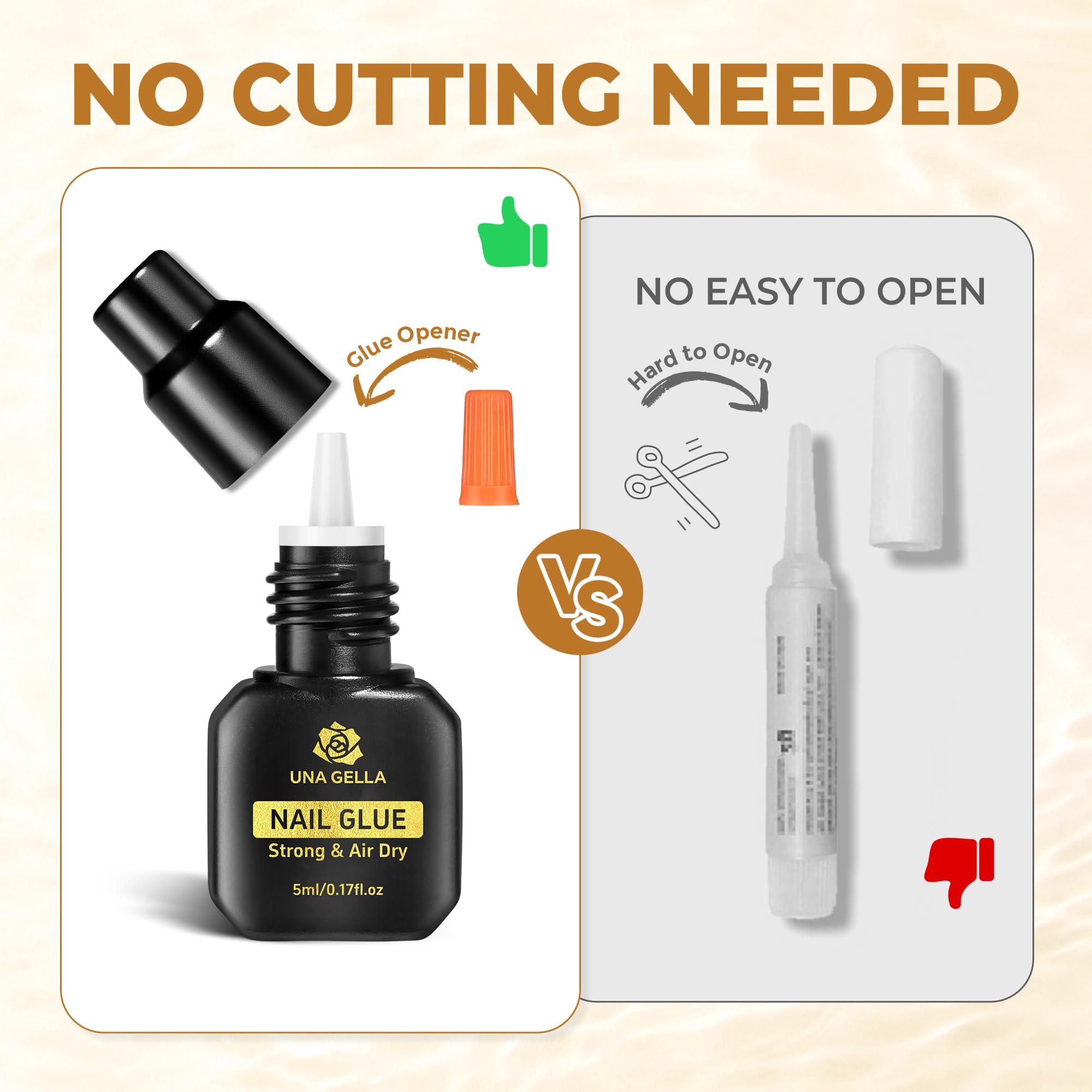 UNA GELLA nail tips glue adheres securely without lamps.