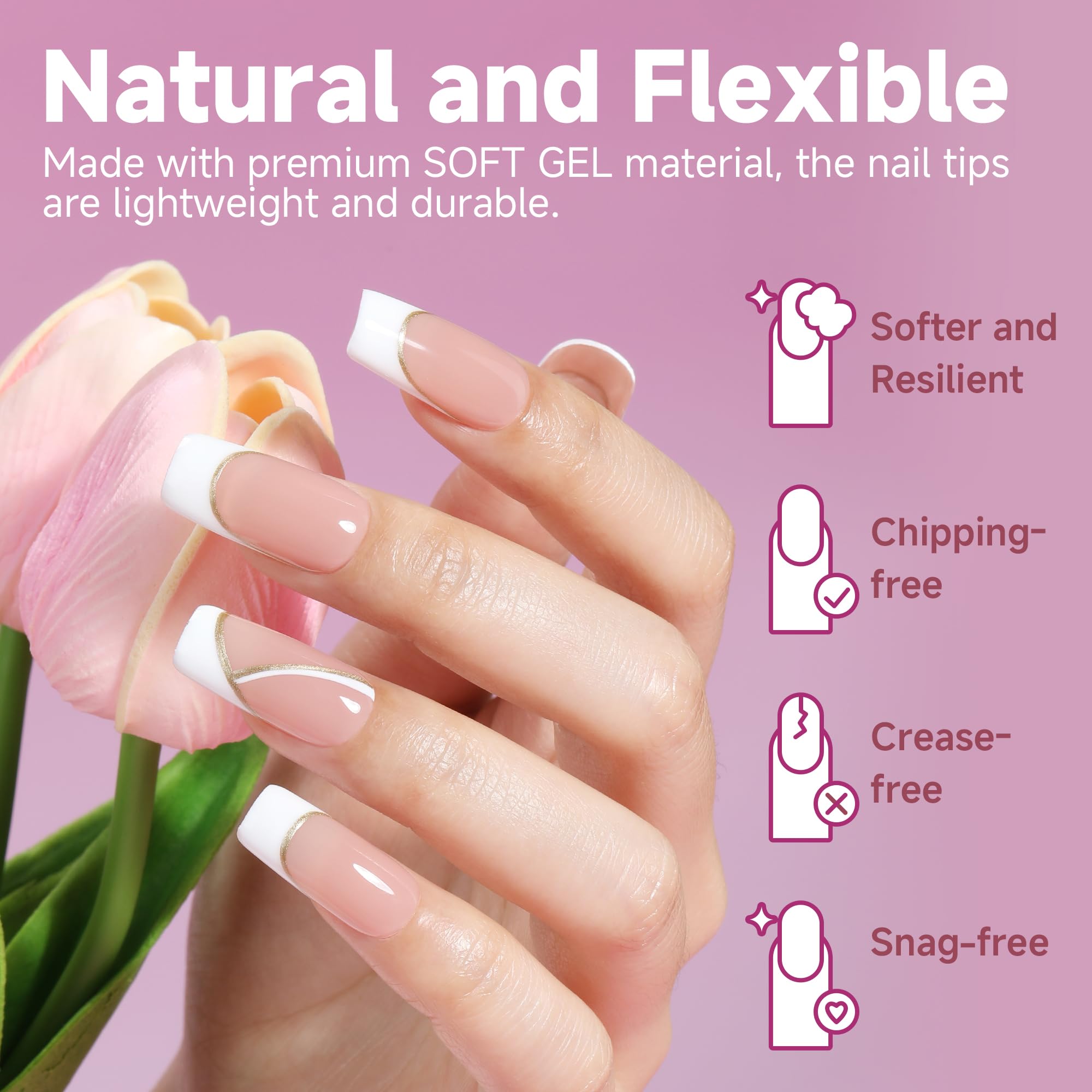 UNA GELLA pre-buffed square tips ready for fast DIY application