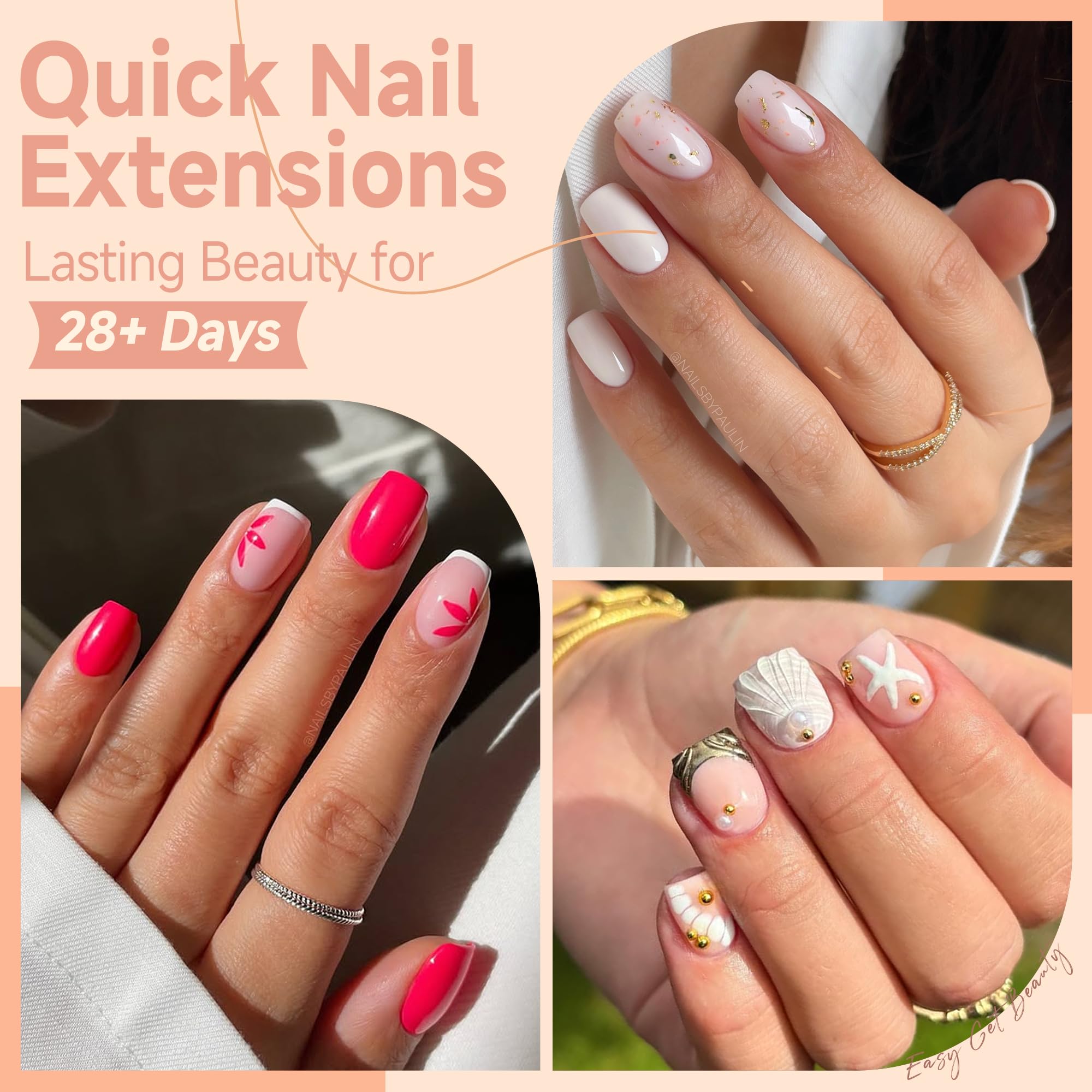 UNA GELLA nail tips square easy-to-remove, breathable gel tips for quick manicure changes