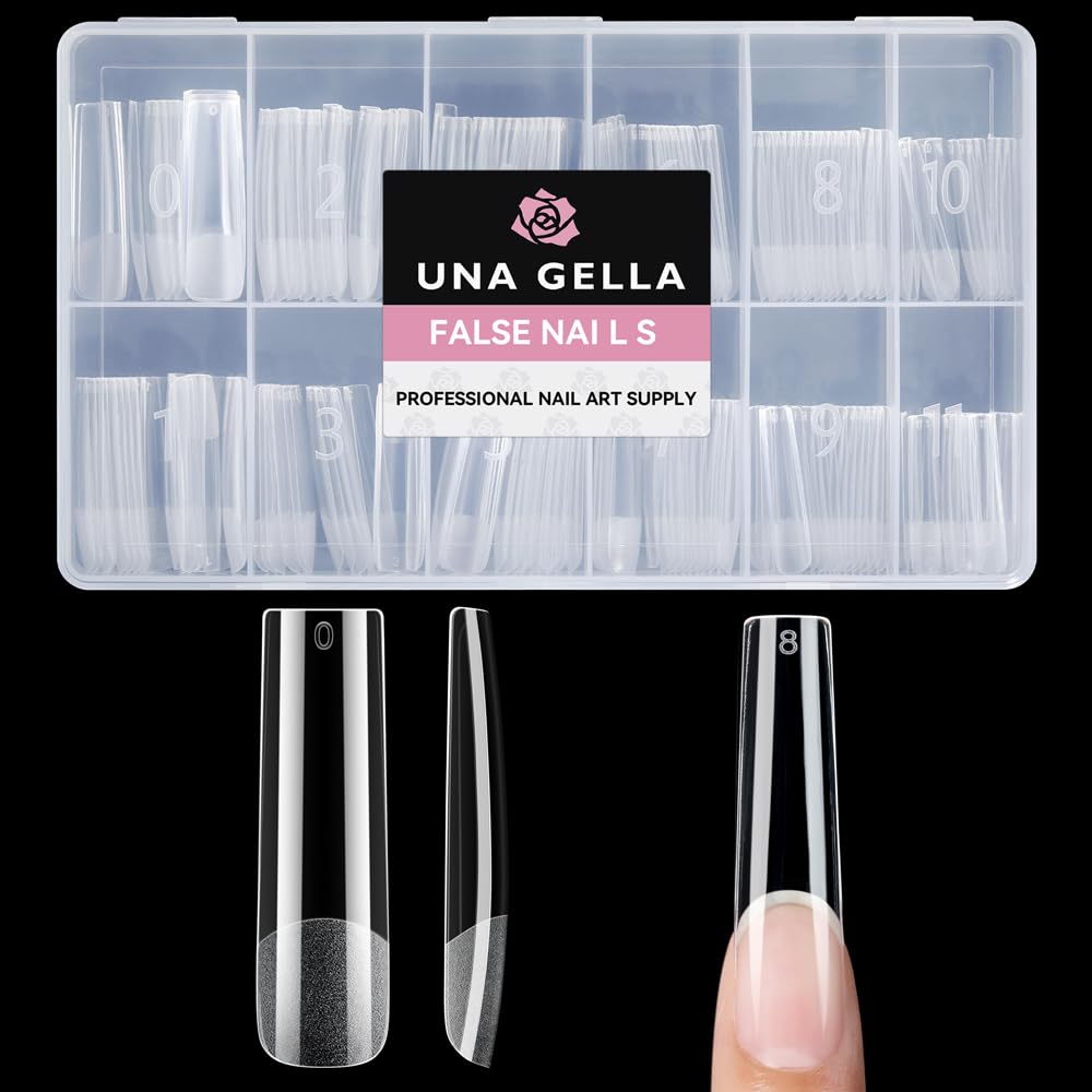 UNA GELLA Nail Tips XXL square full cover shown in a seamless, long-lasting DIY manicure.