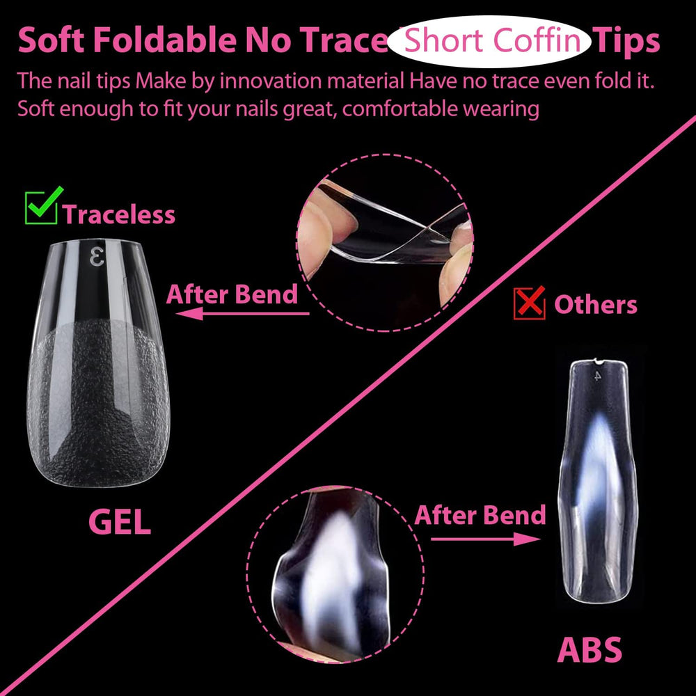 UNA GELLA natural-fit tips with thin back edge for better adhesion
