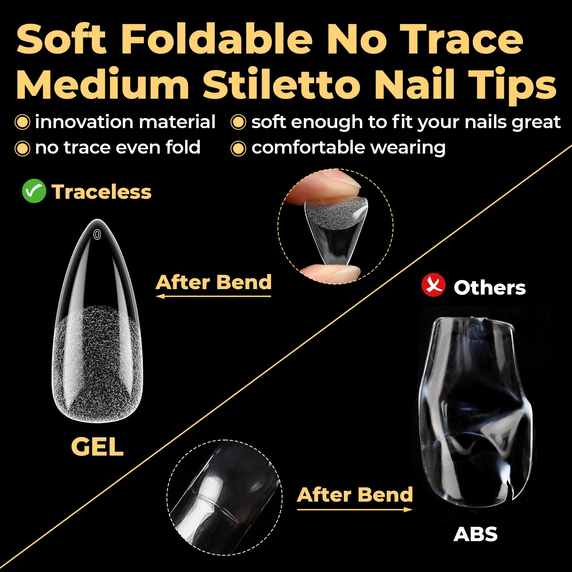 UNA GELLA no-cracking tips resist bending for confident wear