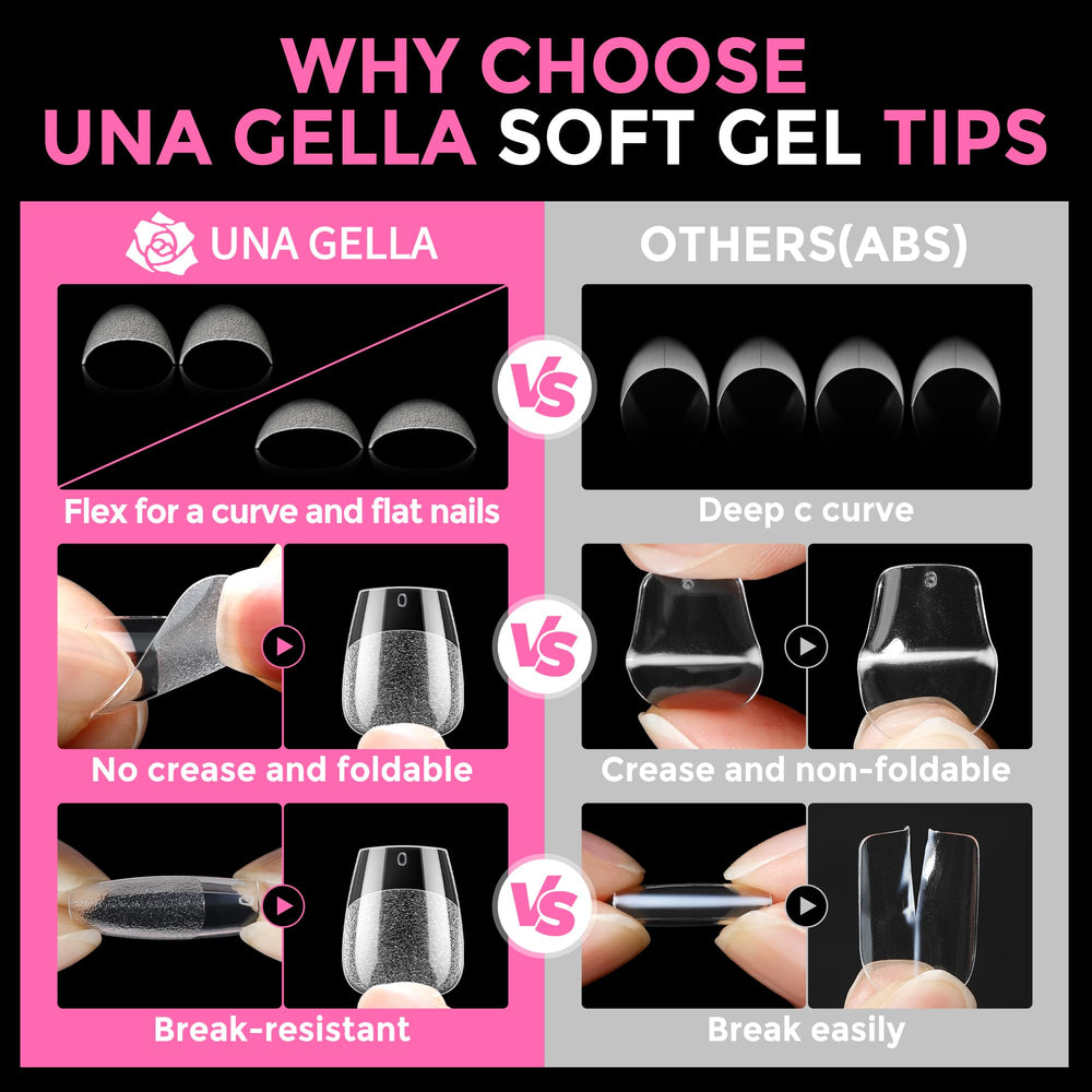 UNA GELLA no-odor tips with reliable adhesion for lasting wear.