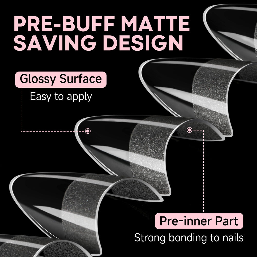 UNA GELLA tips are compatible with polish, dip powder, and rhinestones for customization.