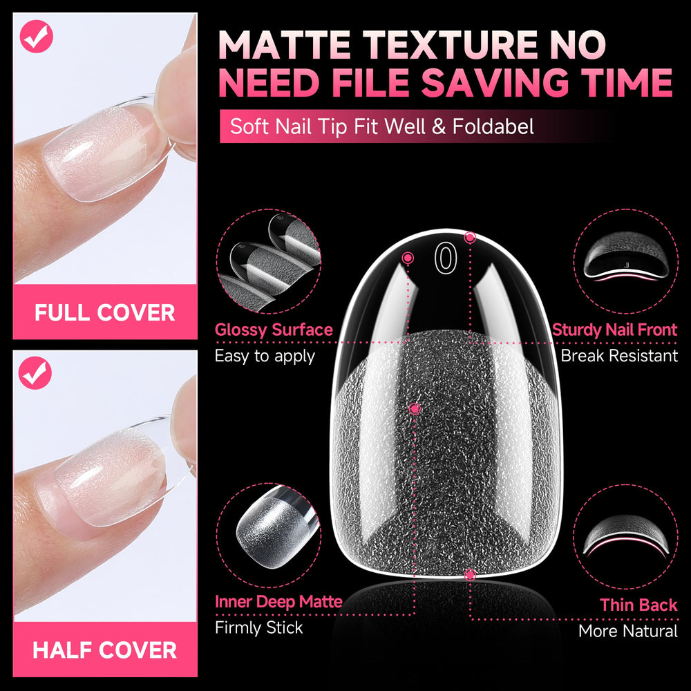 UNA GELLA pre-buffed nail tips simplify application and reduce filing