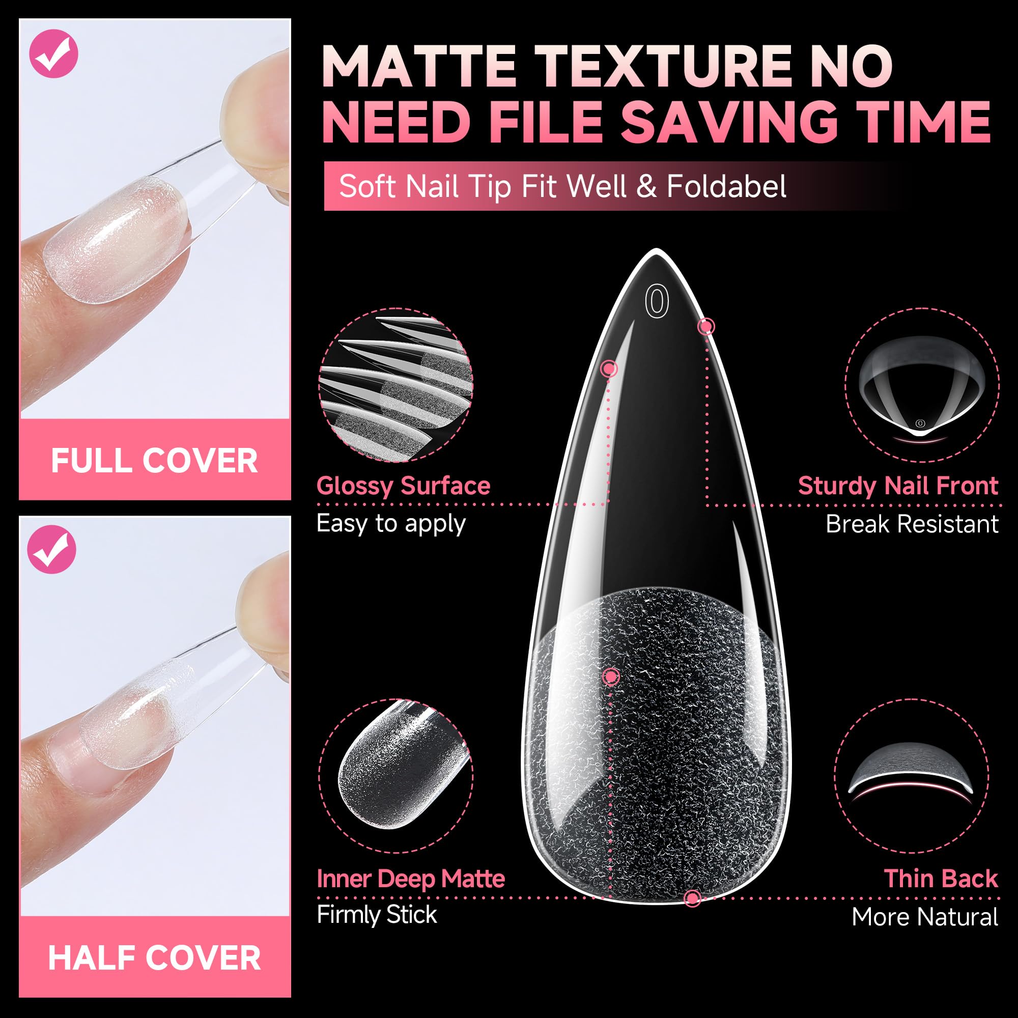 UNA GELLA pre-buffed tips speed up application with less filing and fewer bubbles