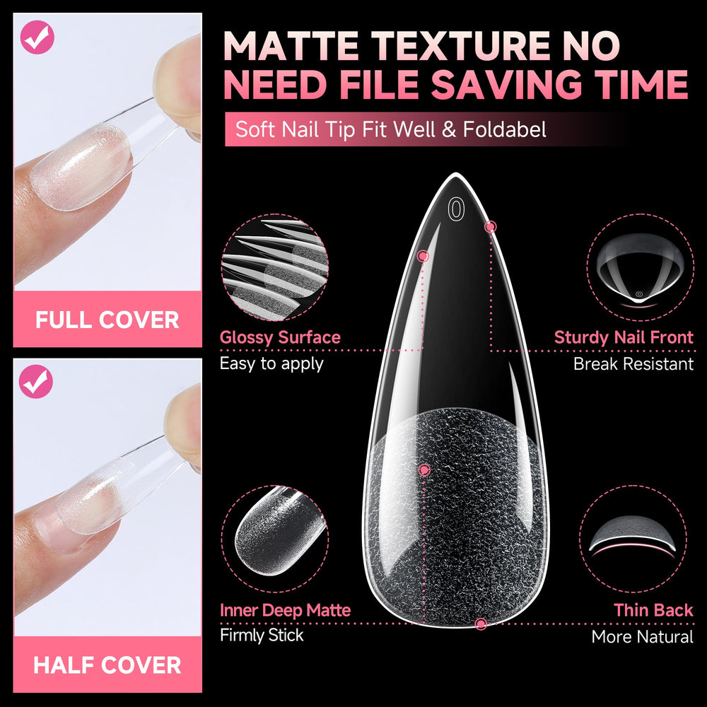 UNA GELLA pre-buffed tips speed up application with less filing and fewer bubbles