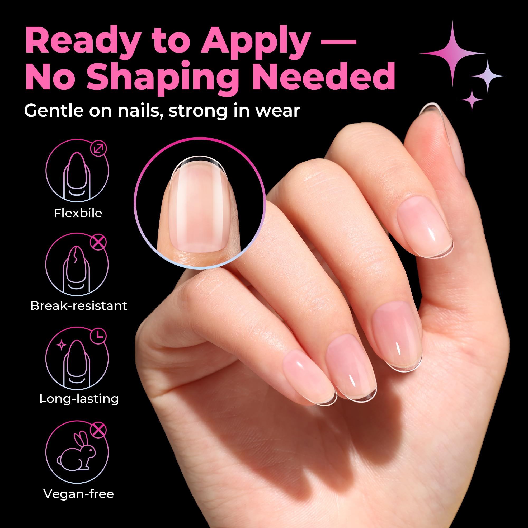 UNA GELLA pre-etched tips simplify alignment for a neat manicure every time.