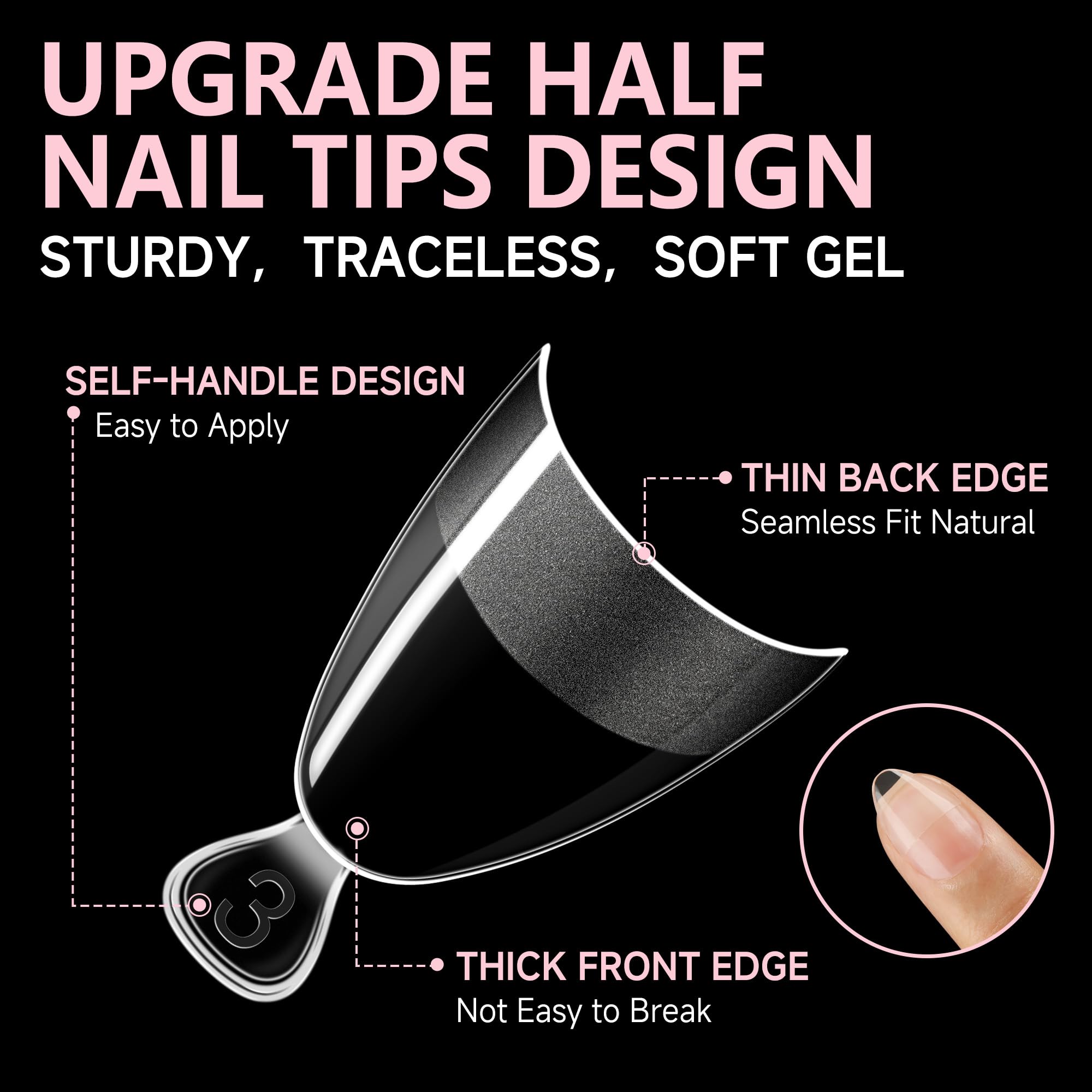 UNA GELLA tips feature pre-numbered sizes for quick fitting and ease of use.