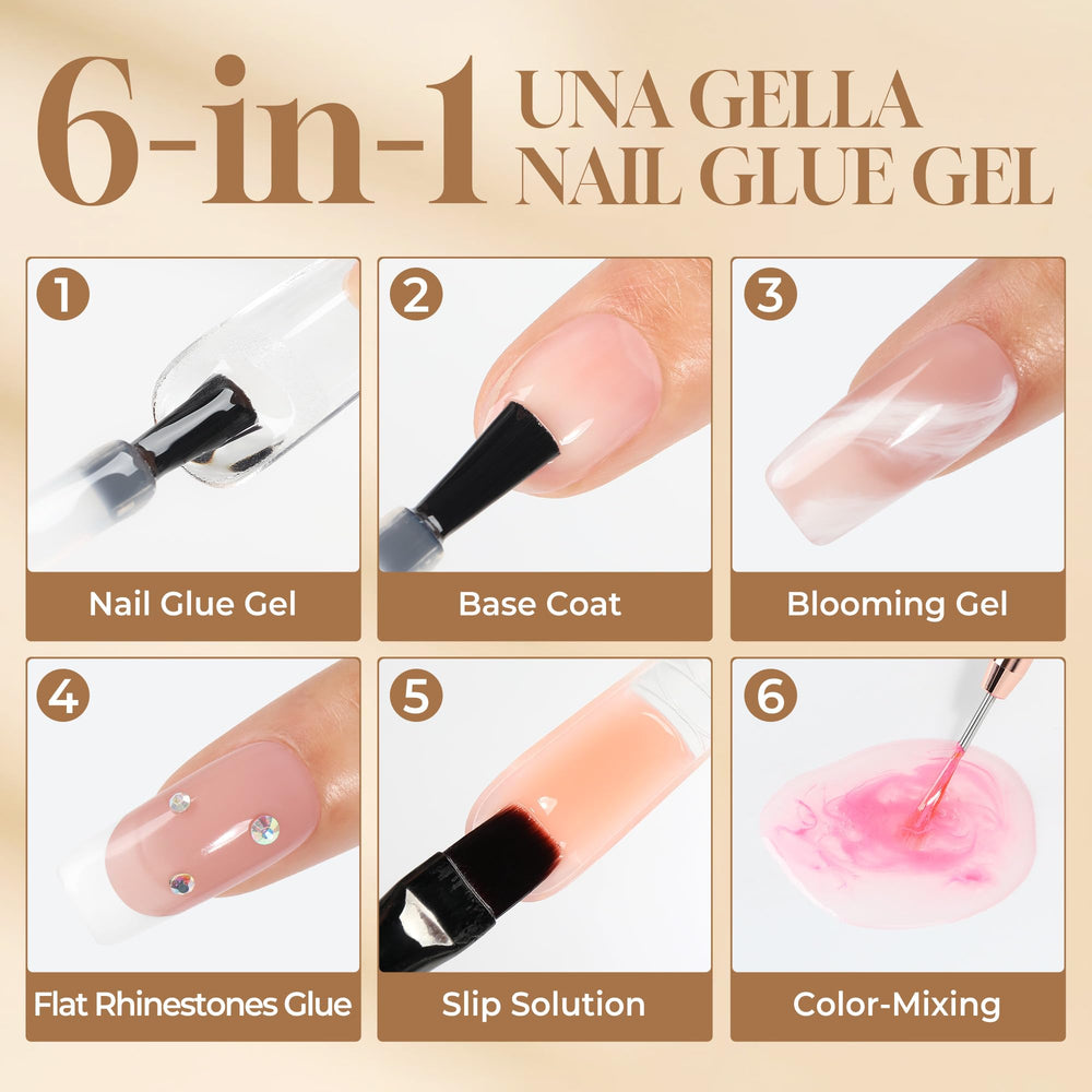 UNA GELLA smooth brush-on application enables precise DIY nails.