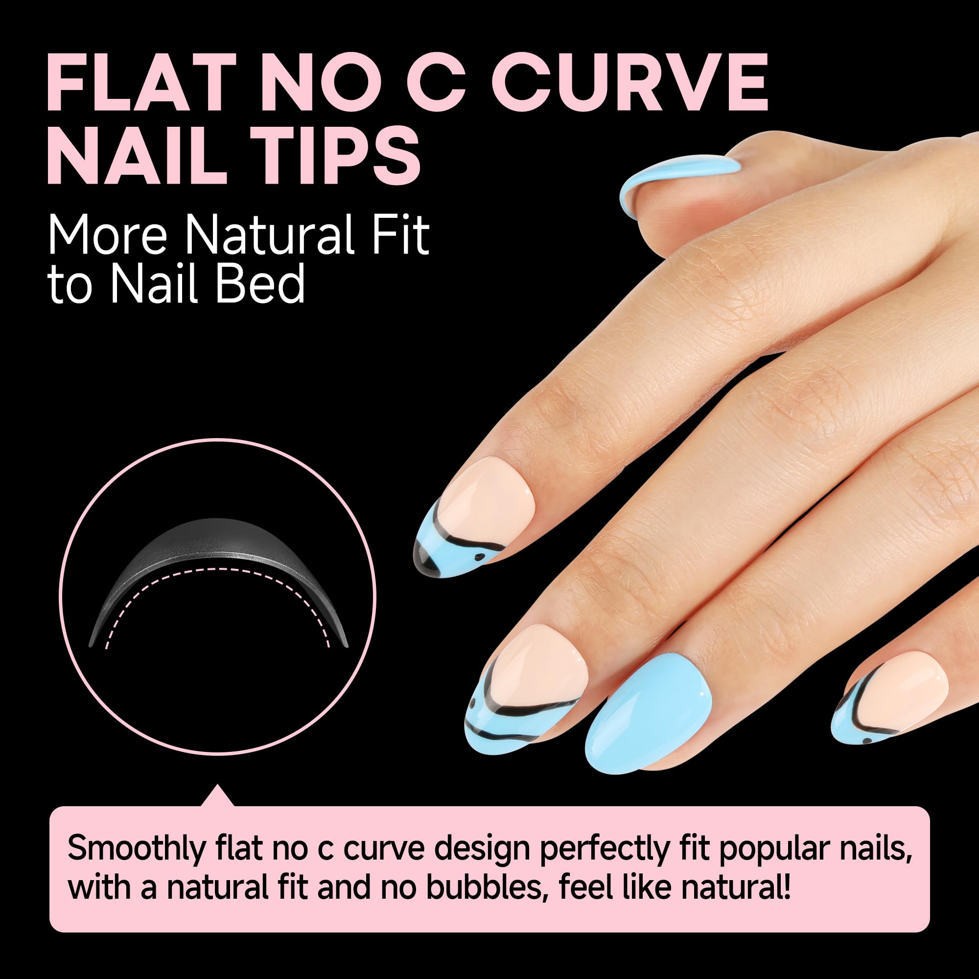 UNA GELLA soak-off friendly tips protect natural nails during removal and shaping.