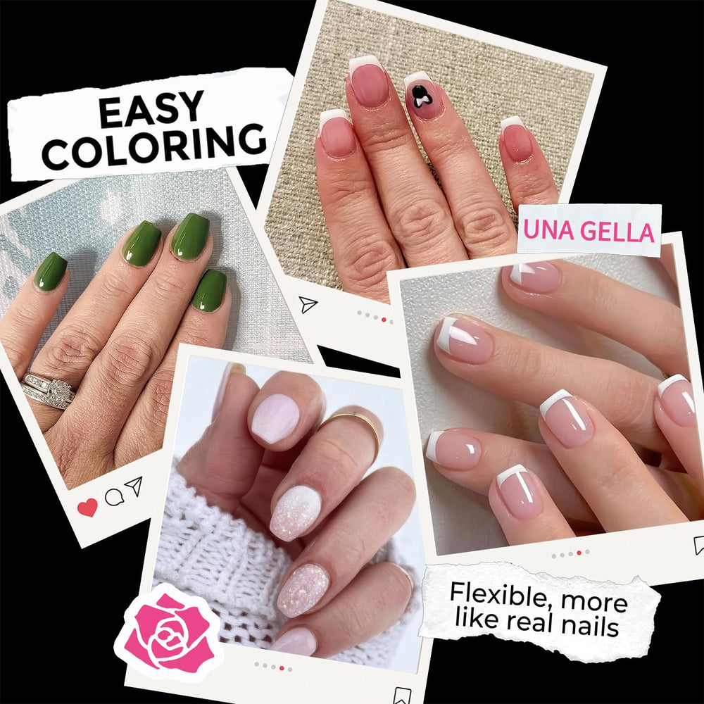 UNA GELLA soft gelly tips with clear cover for salon-like results.
