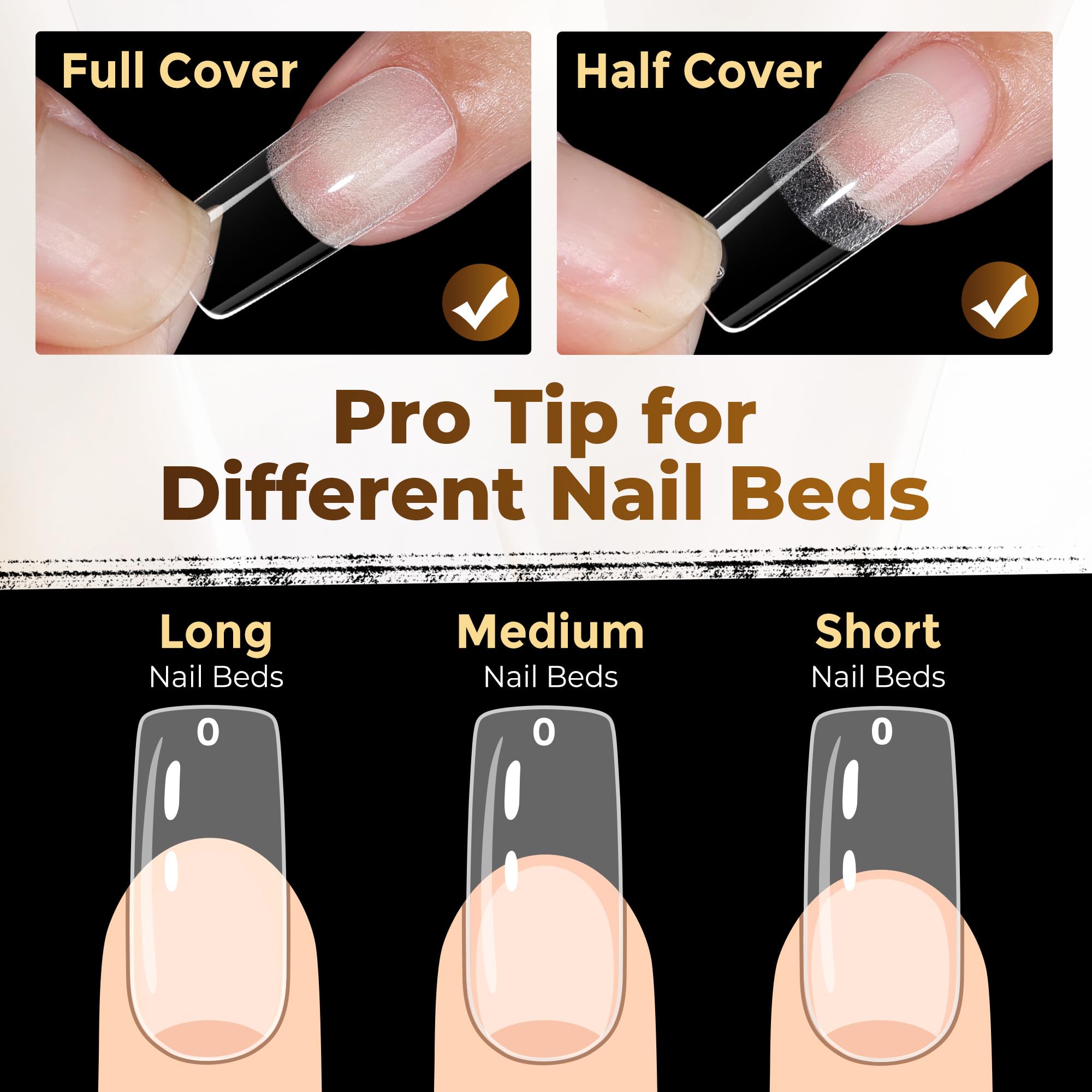UNA GELLA full cover square tips for precise nail extension
