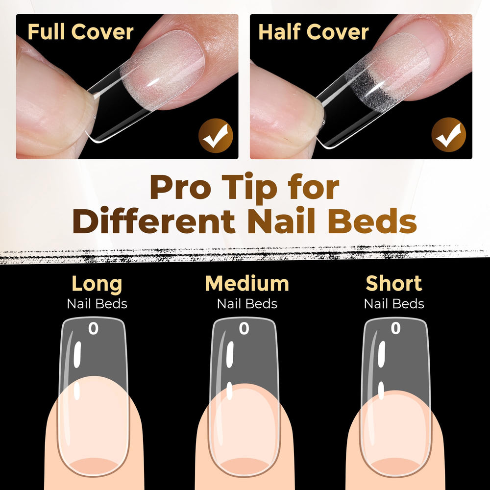 UNA GELLA full cover square tips for precise nail extension