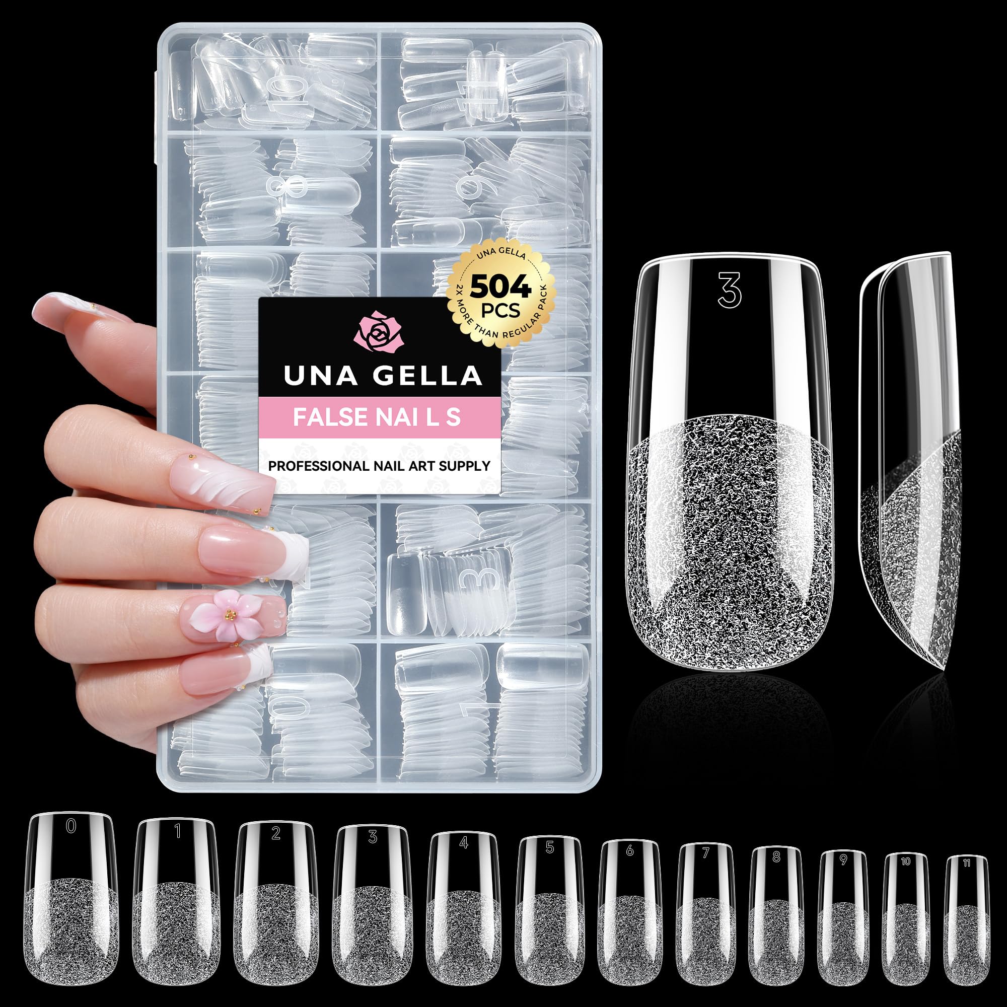 UNA GELLA clear square tip nails for easy at home application