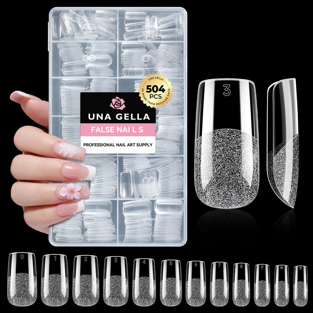 UNA GELLA clear square tip nails for easy at home application