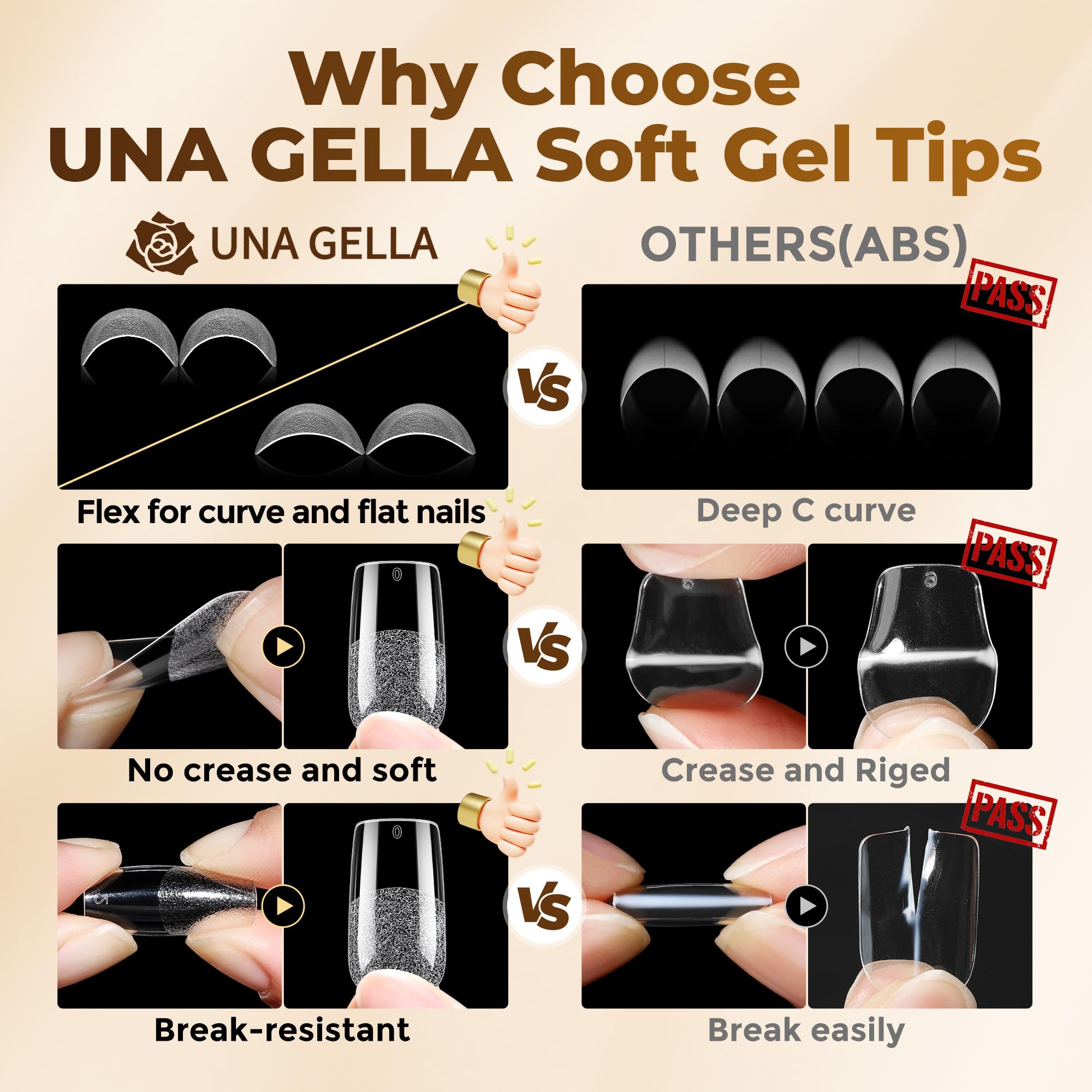 UNA GELLA soft gelly tips bend without trace for natural look