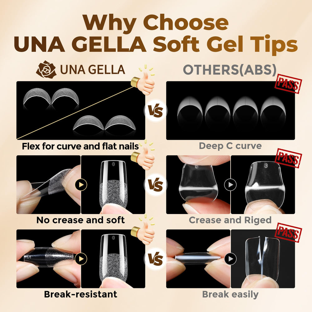UNA GELLA soft gelly tips bend without trace for natural look