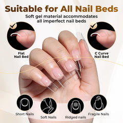 UNA GELLA press on nails with bright clear finish for nail art