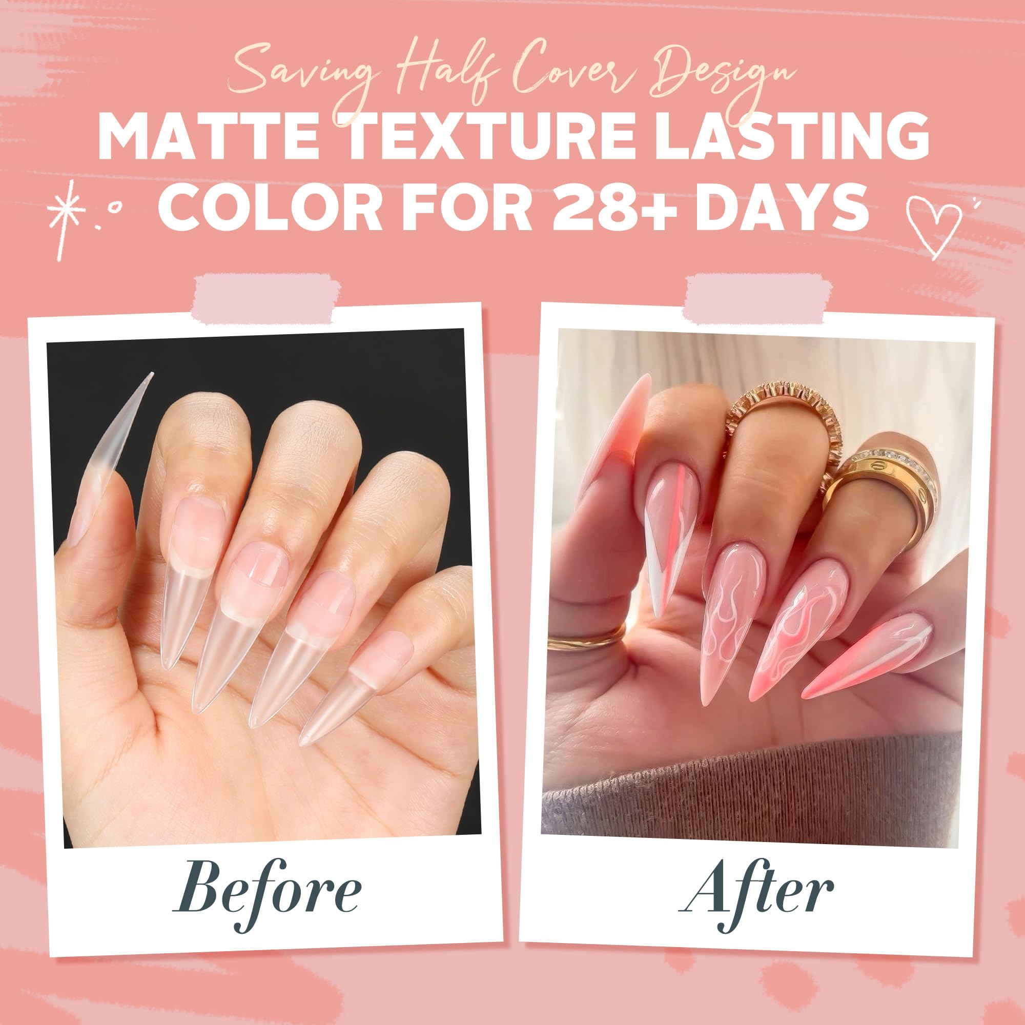 UNA GELLA half-cover design stiletto tips for breathable, natural look