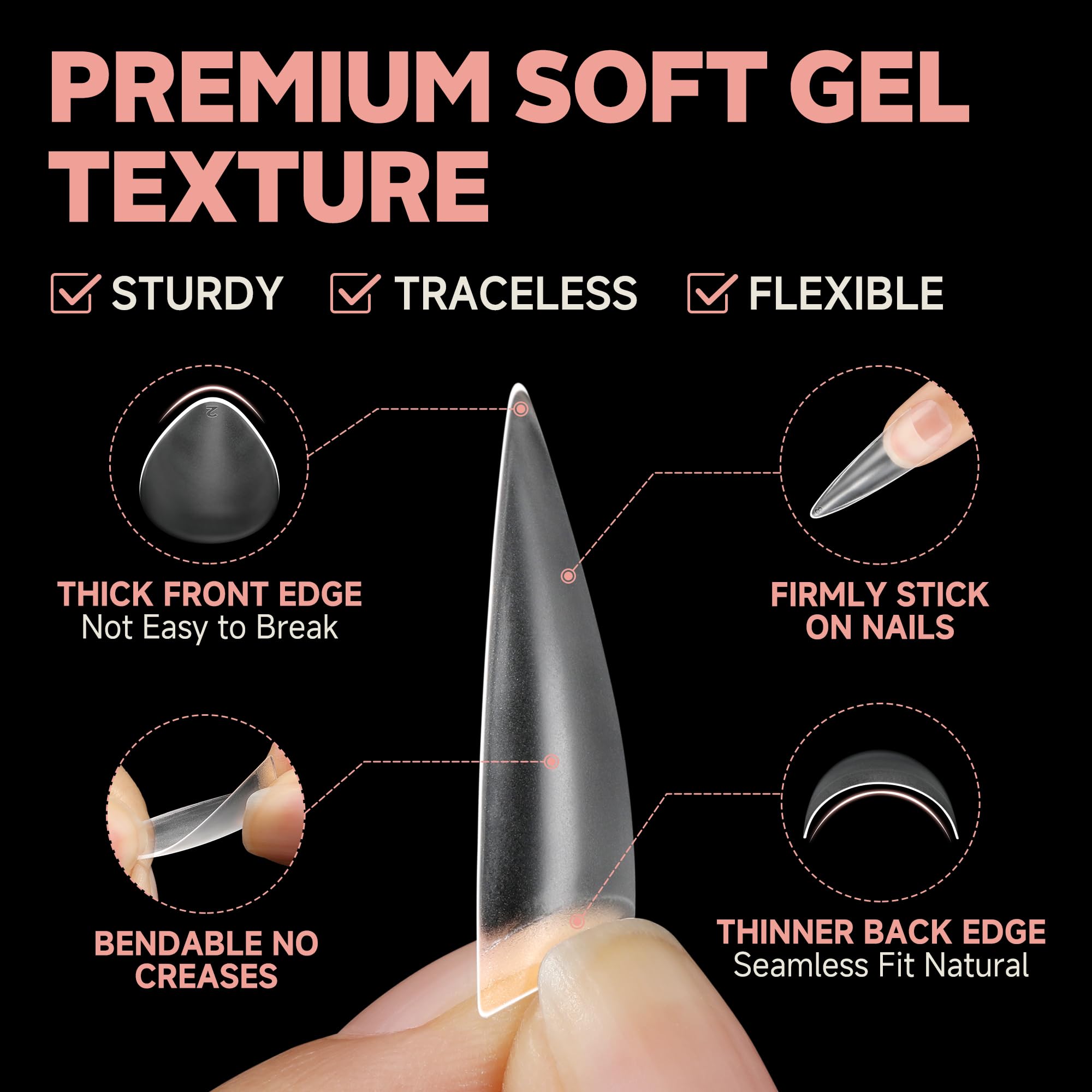 UNA GELLA 12-sizes pre-numbered stiletto tips for quick size matching