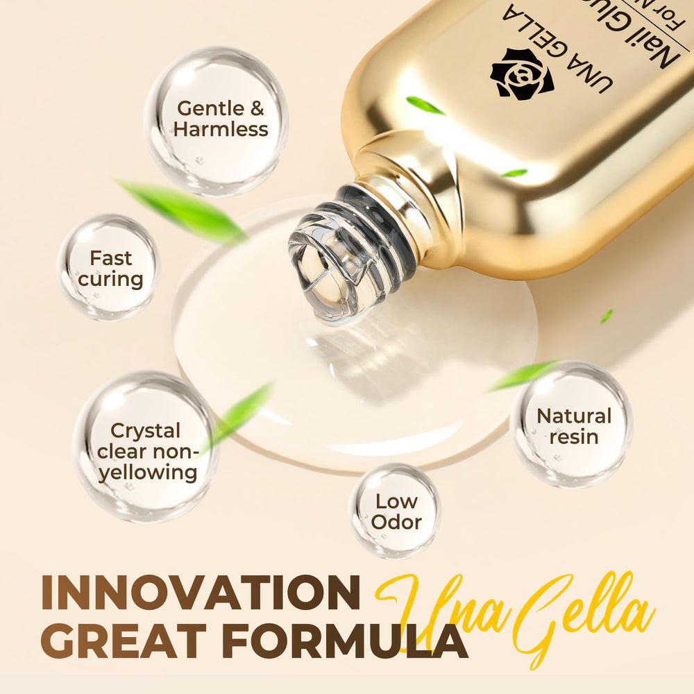 UNA GELLA strong hold nail glue on clear tips in use