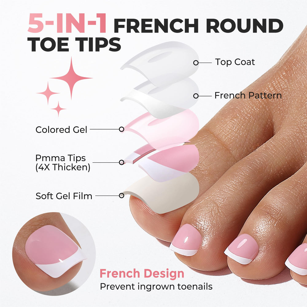 UNA GELLA pink and white French nails deliver classic pedicure aesthetics
