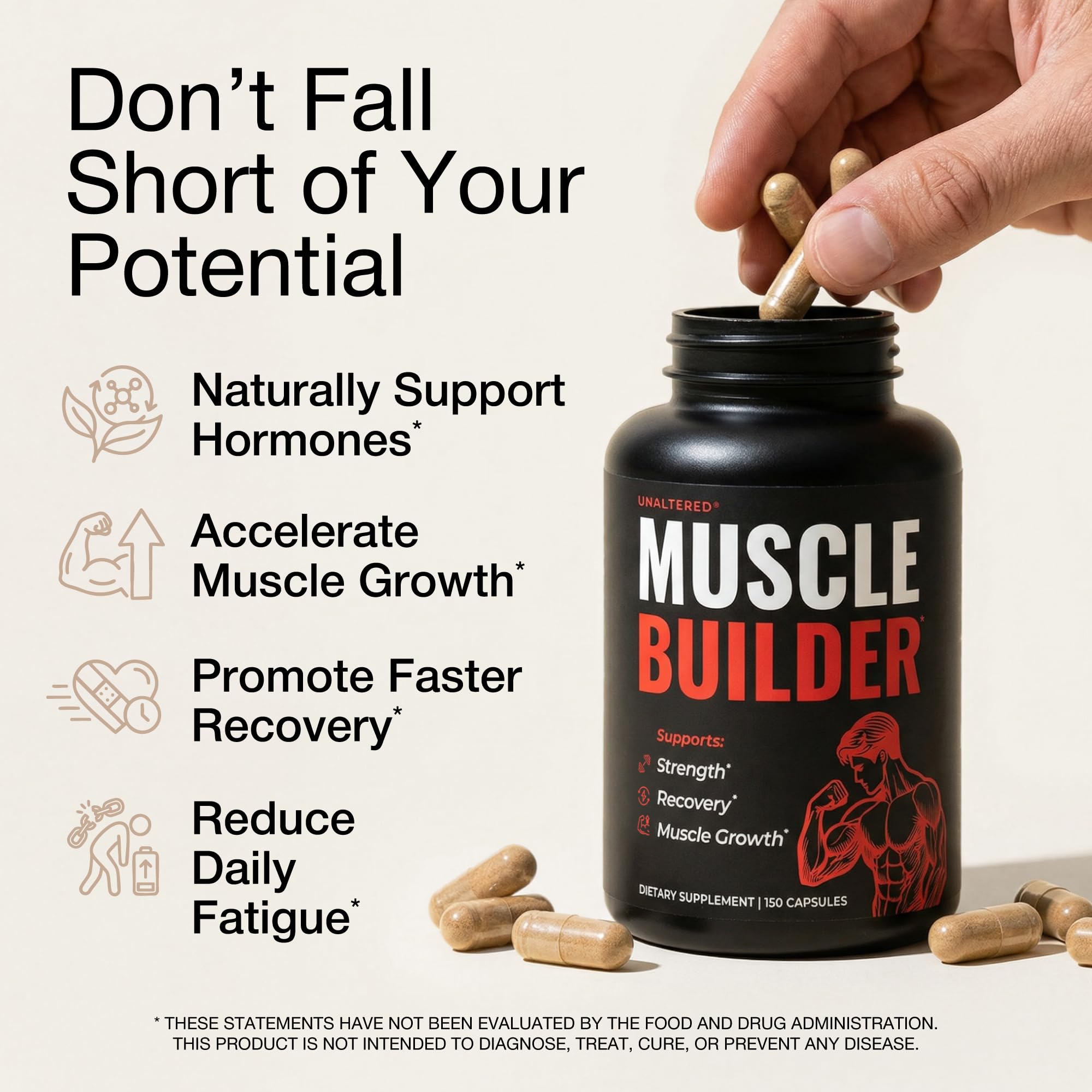 Close-up of UNALTERED capsules highlighting a clean natural formula