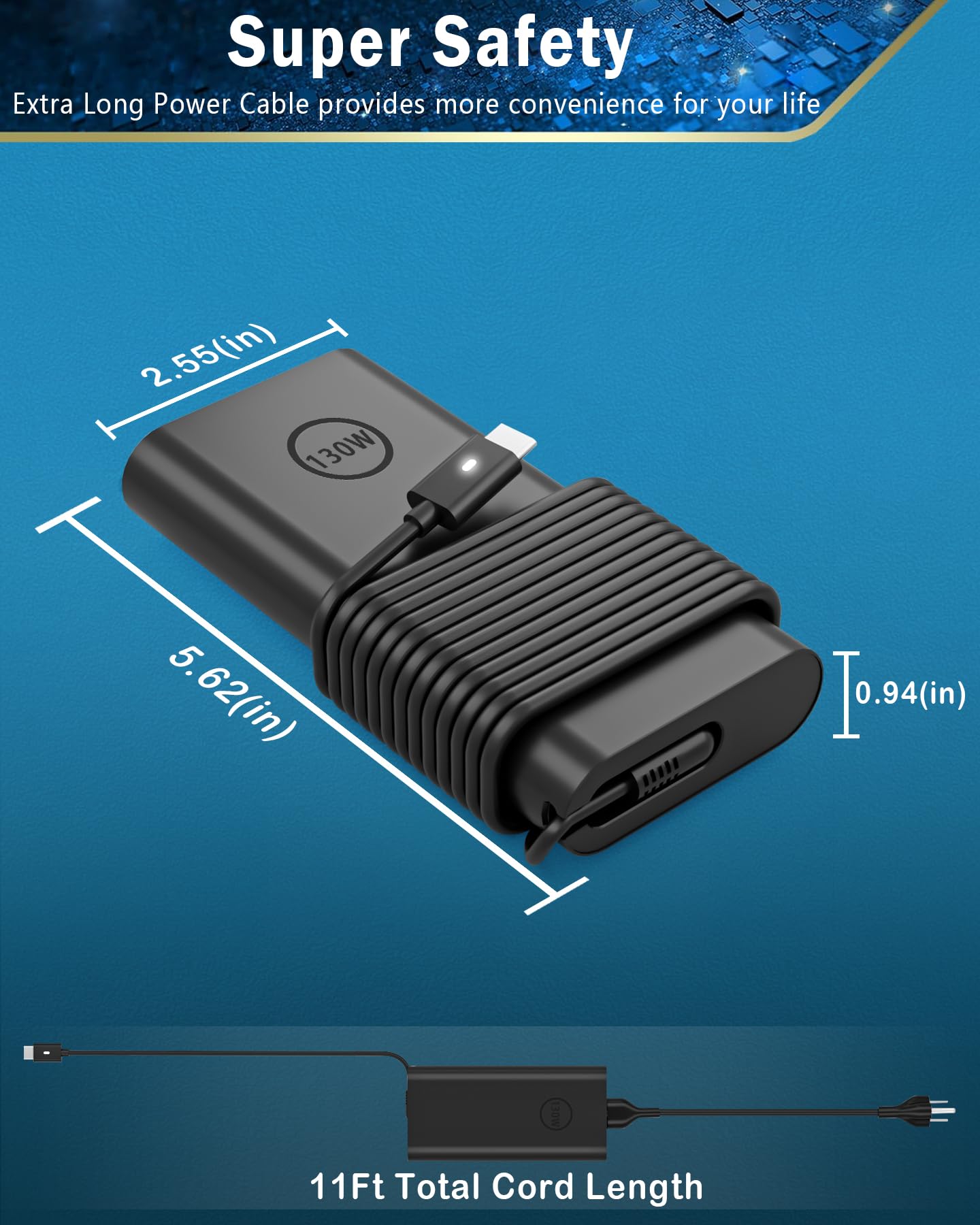 UNAWUDOH 130W charger with CE FCC ROHS safety certifications