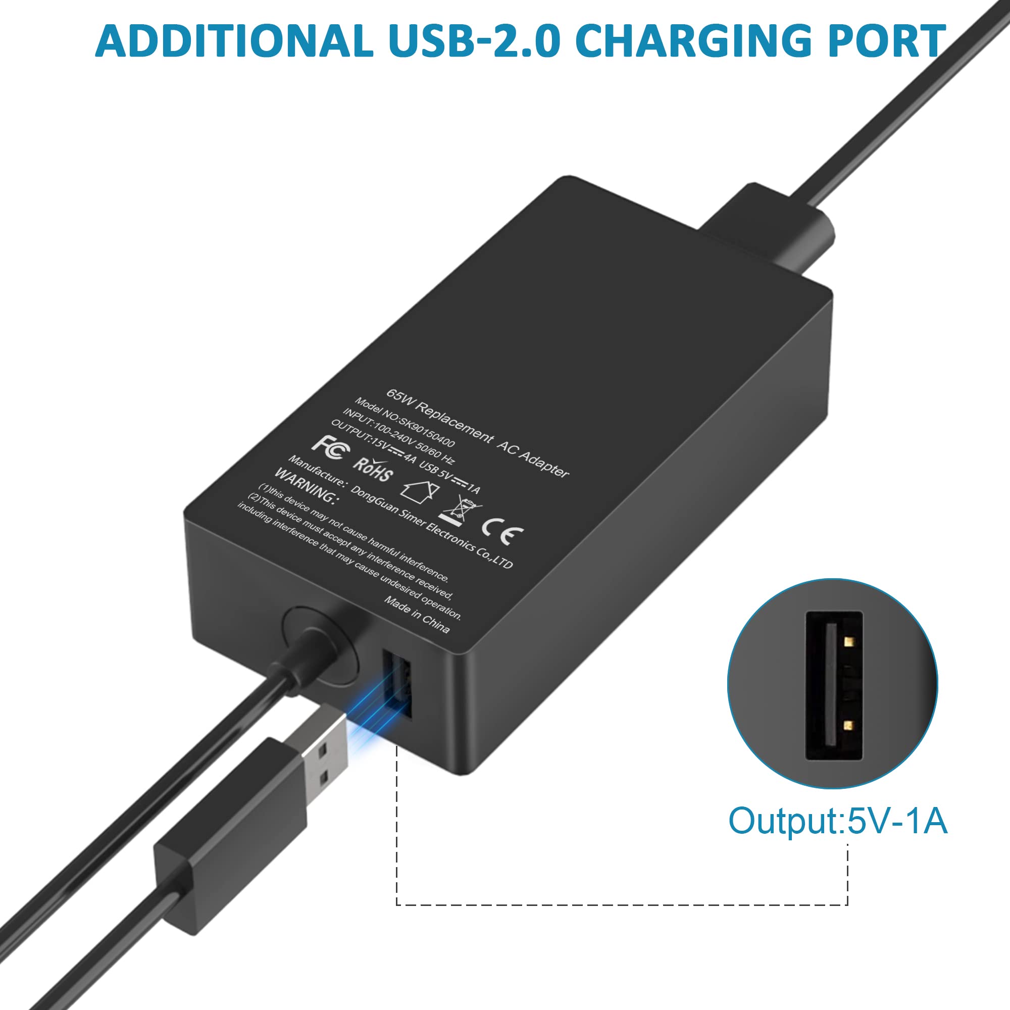 UNAWUDOH USB port for charging a phone while powering the Surface