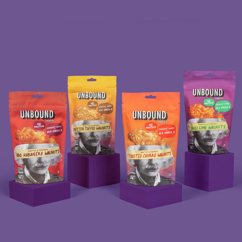 Unbound Snacks Butter Toffee Walnuts hand-snack ready for busy mornings