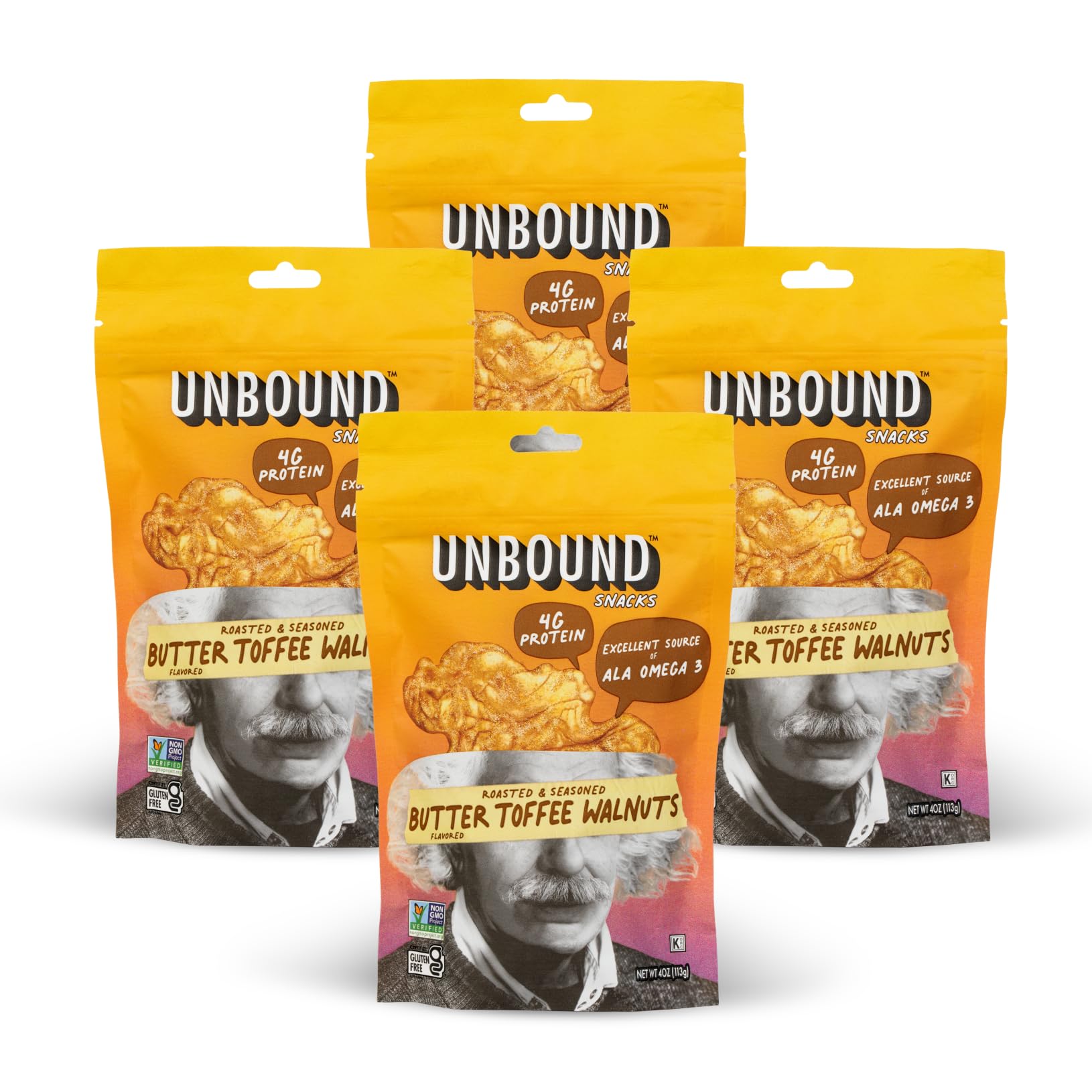 Unbound Snacks Butter Toffee Walnuts pack-4oz ready-to-eat snack for on-the-go energy