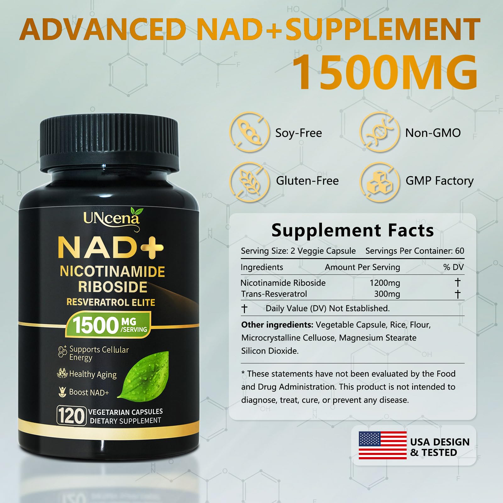 UNcena NAD energy-boost scene in a daily wellness setup