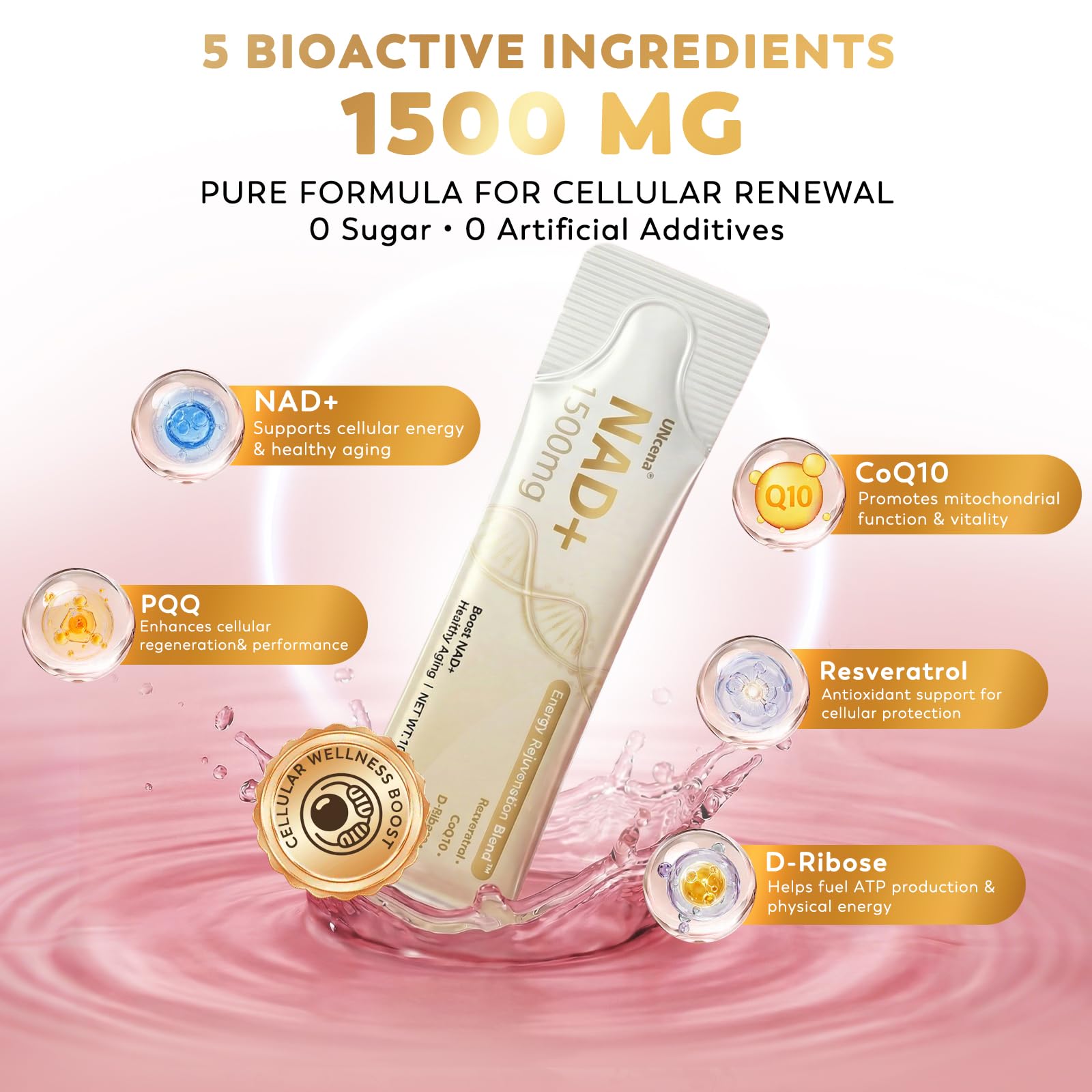 UNcena NAD+ ready-to-use sachet for flexible daily routines
