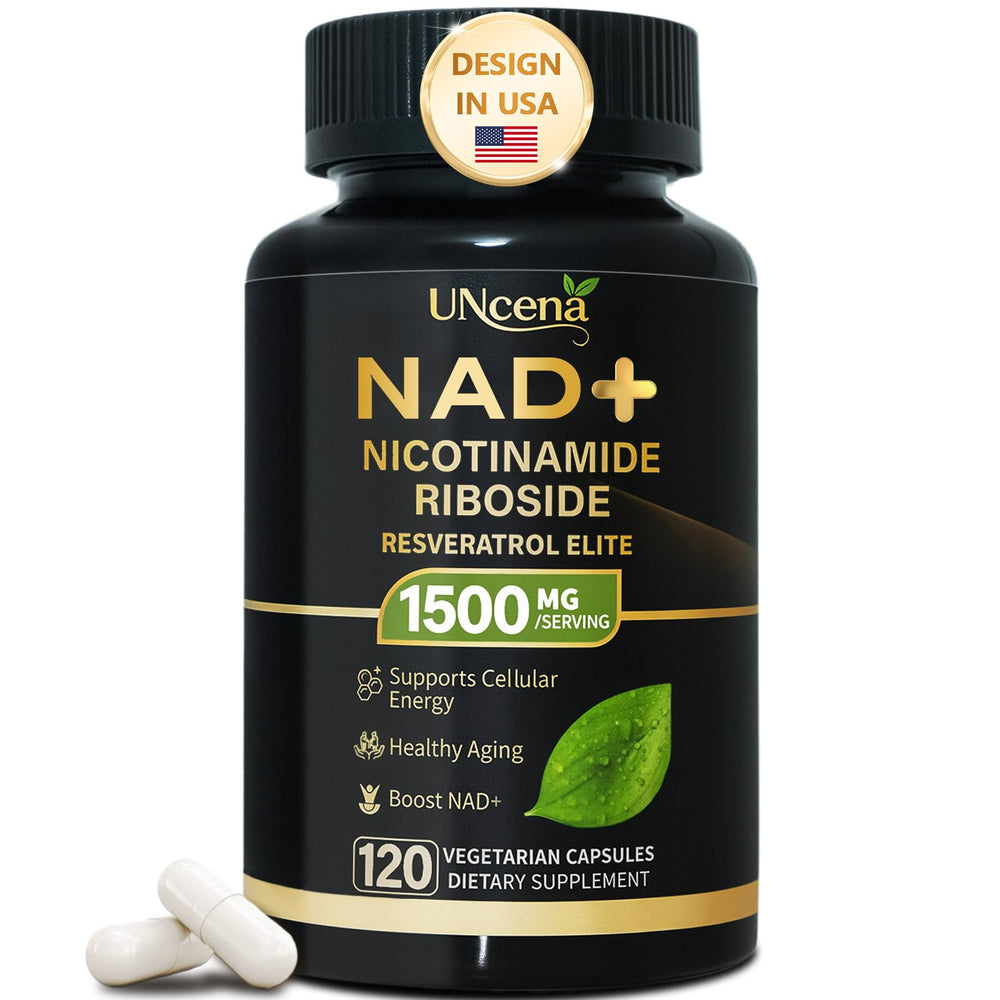 UNcena NAD supplement bottle front view highlighting daily vitality potential