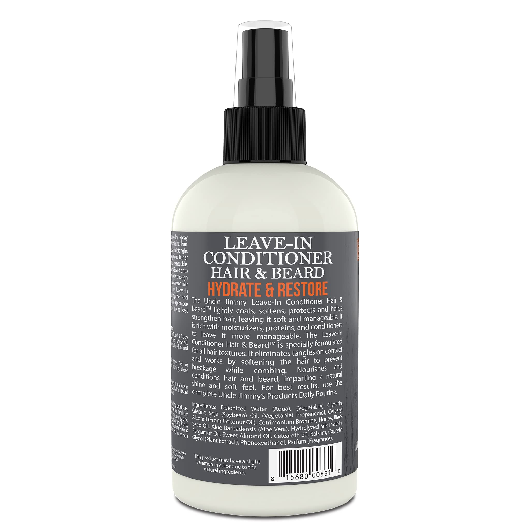 Uncle Jimmy moisture-rich formula delivers smooth, less brittle hair.