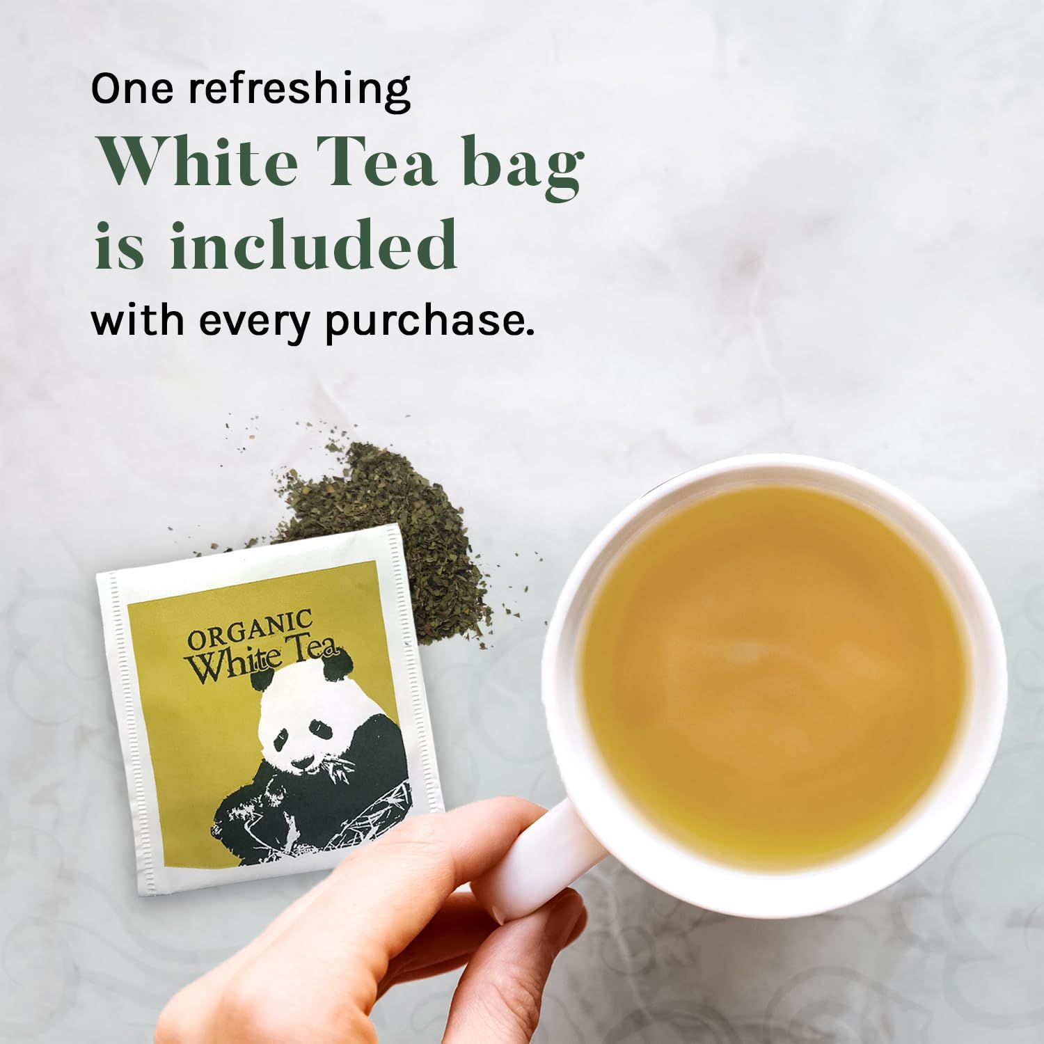 Uncle Lee's Organic Green Tea hot-brew cup with inviting aroma.