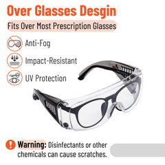 UNCO safety goggles over glasses anti-fog coating for clear sight
