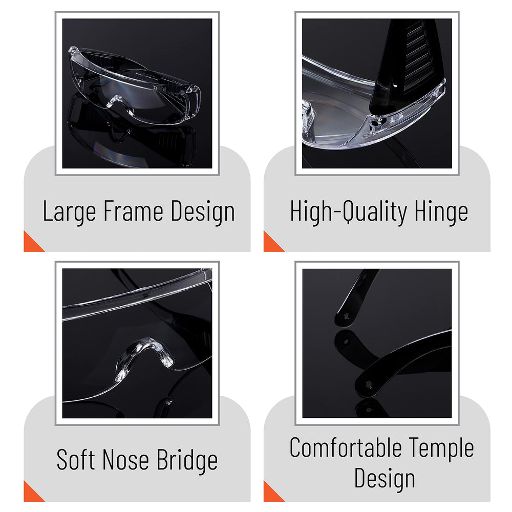 UNCO safety goggles over glasses protect against debris and splashes